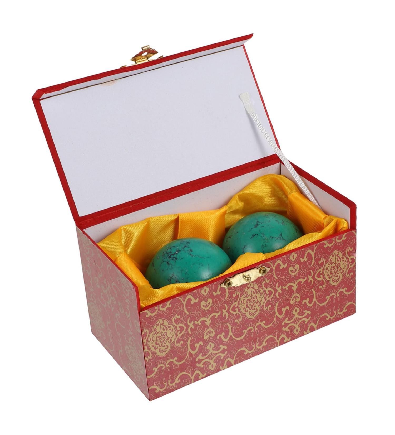 Anneomas 2 Pack Turquoise Hand Training Balls - Perfect for Muscle Strength & Fitness | Gemstone Baoding Balls from China - Buy Online on GoSupps.com