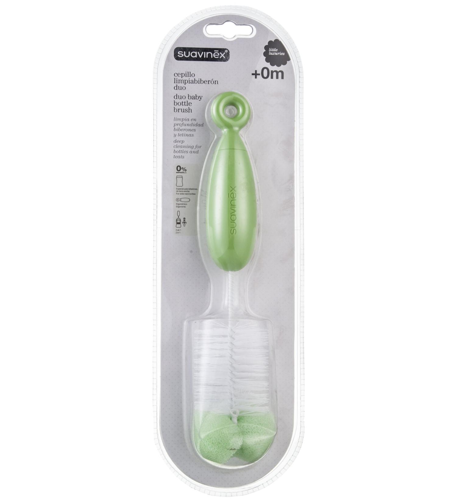 Suavinex Cleaning Brush Duo 0m+ | Eco-Friendly Baby Bottle Brush for Easy Cleaning - Shop Internationally - Buy Online on GoSupps.com