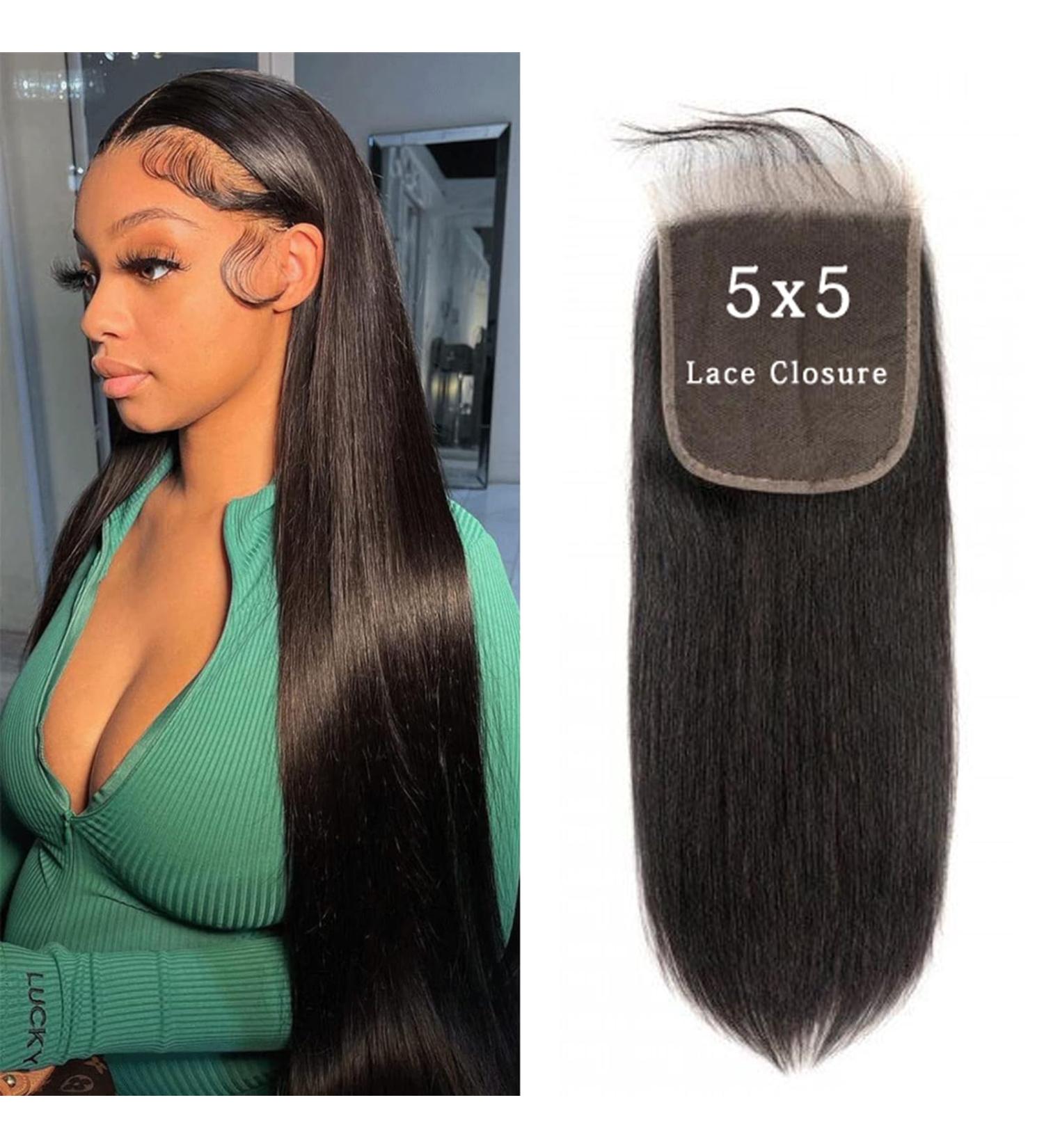 DUAUJUIU 5x5 Lace Closure Straight HD Transparent Lace Human Hair Free Part Closure Pre Plucked with Baby Hair Natural Color Brazilian Hair for Black Women 14 Inch 14 Inch 5x5 Lace Closure Straight - Buy Online on GoSupps.com