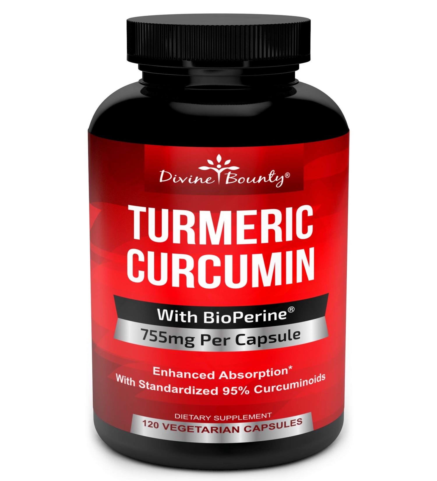 Turmeric Curcumin with BioPerine Black Pepper Extract | 755mg/Capsule 120 Veg Capsules | GMO Free & Standardized to 95% Curcuminoids - Buy Online on GoSupps.com