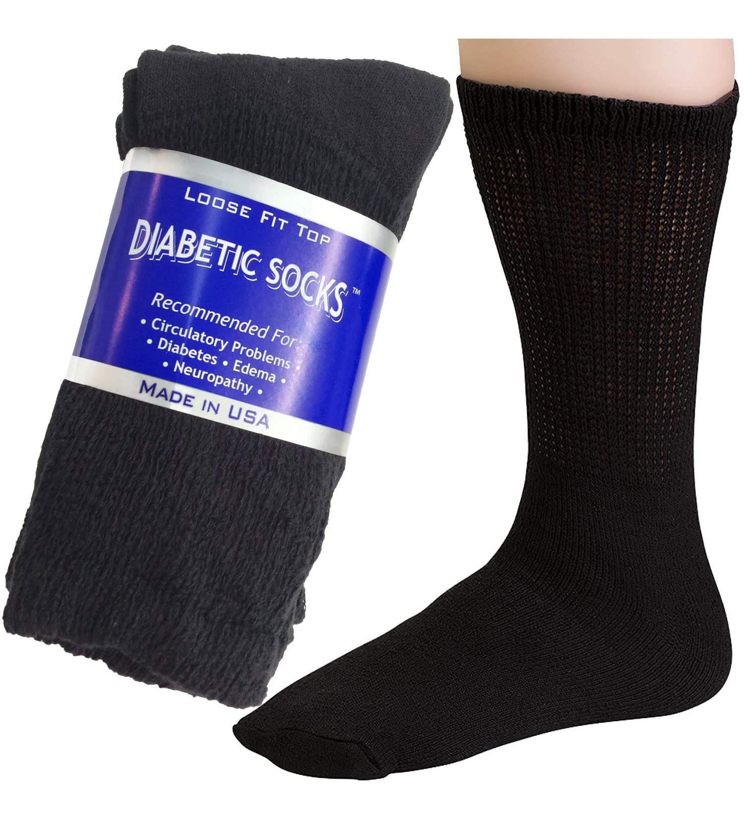 Creswell Diabetic Crew Socks (3 Pairs) - Made in USA - Black 10-13 Size - Buy Online on GoSupps.com