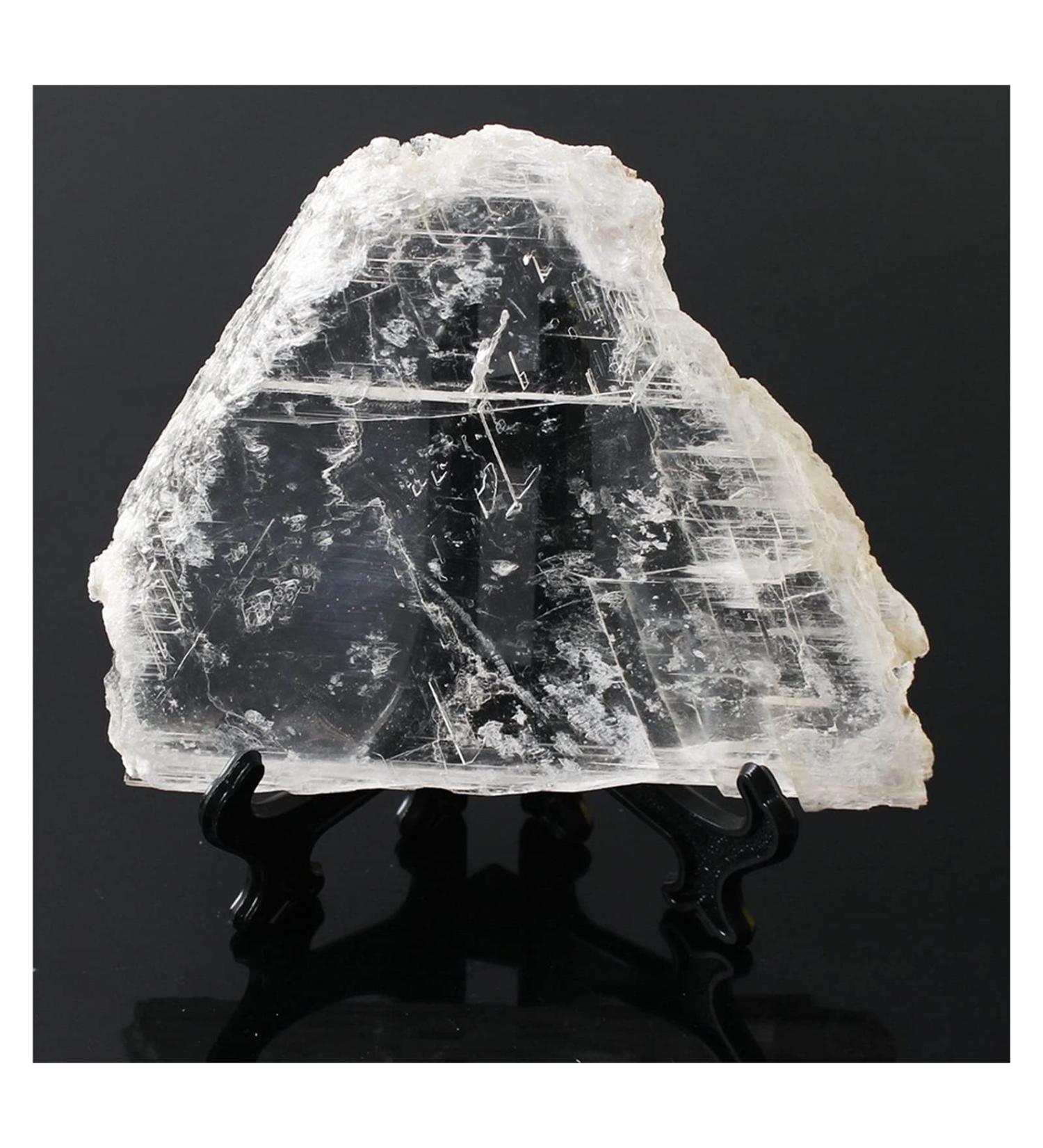 Natural Selenite Crystal White Transparent Slice Irregular Shaped with Black Stand Minerals Specimen Reiki Home Decor (Color : Selenite Slice Size : 150-200g) 150-200g Selenite Slice - Buy Online on GoSupps.com