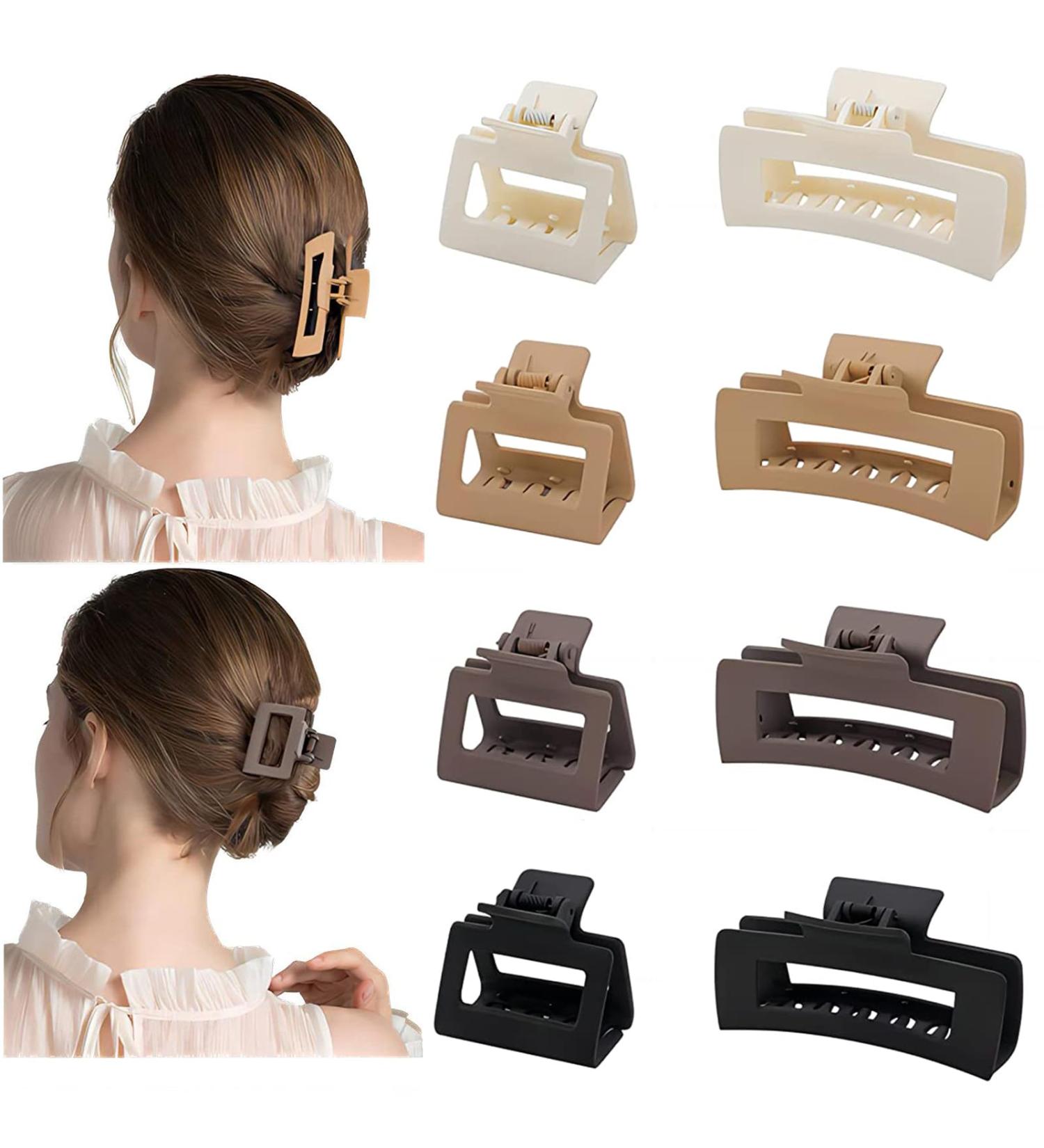 8Pcs Medium Claw Hair Clips for Women Girls - Matte Rectangle Small Hair Clips - Nonslip Jaw Clips for Thin/Medium Thick Hair - Warm Color Set - Buy Online on GoSupps.com