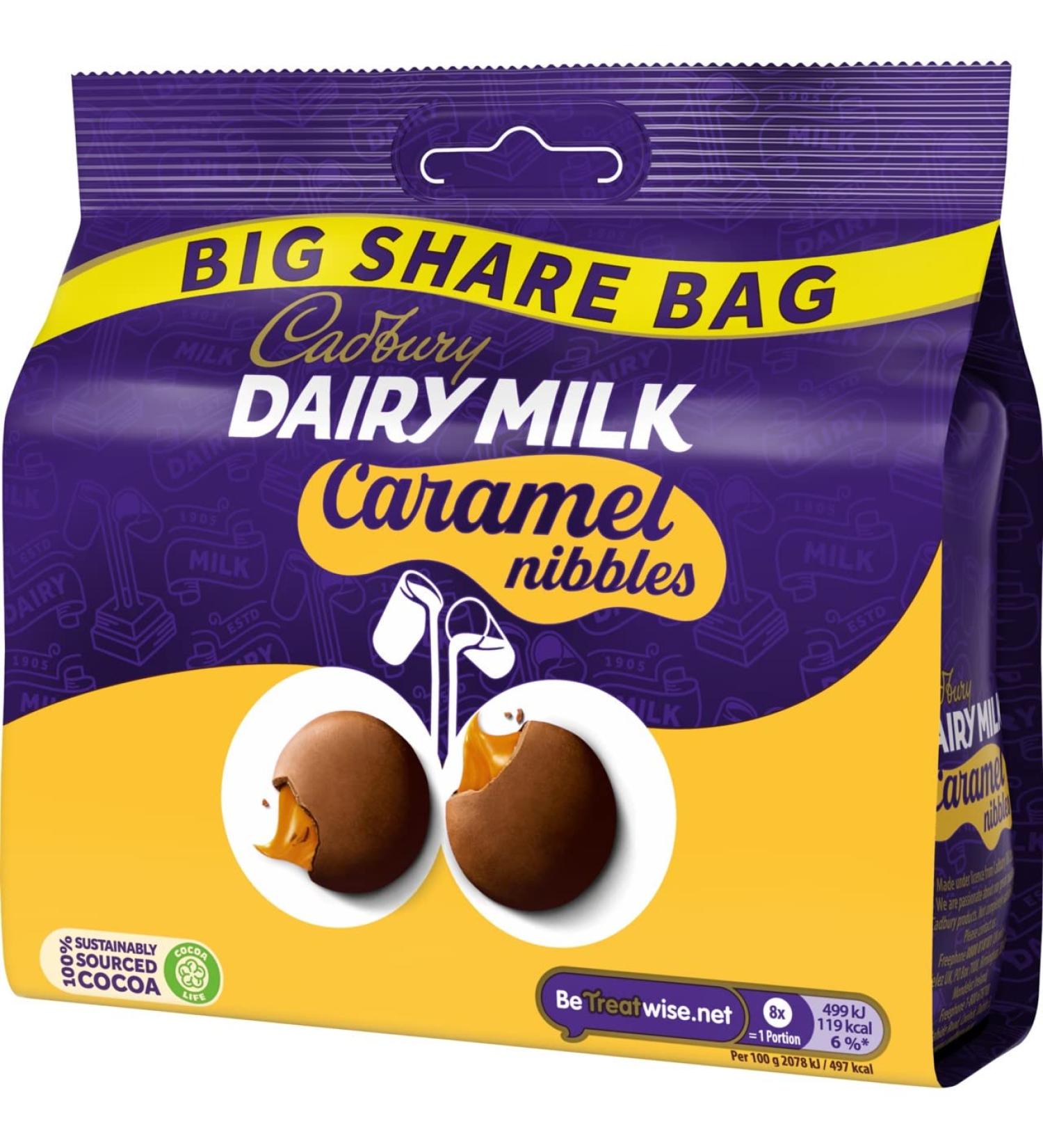 Cadbury Dairy Milk Caramel Nibbles Chocolate Bag 186 g (Bulk Box of 10) - Buy Online on GoSupps.com