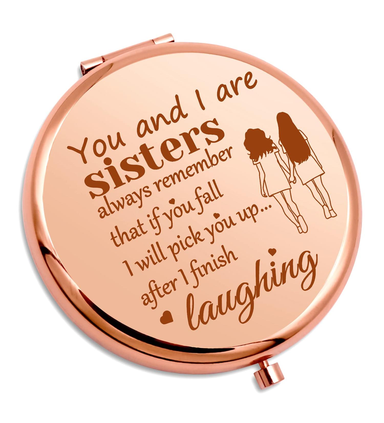 Sister Gifts: Funny Friend Makeup Mirror for Birthday, Wedding, Graduation - Compact Mirror for Long Distance Friendship - Buy Online on GoSupps.com