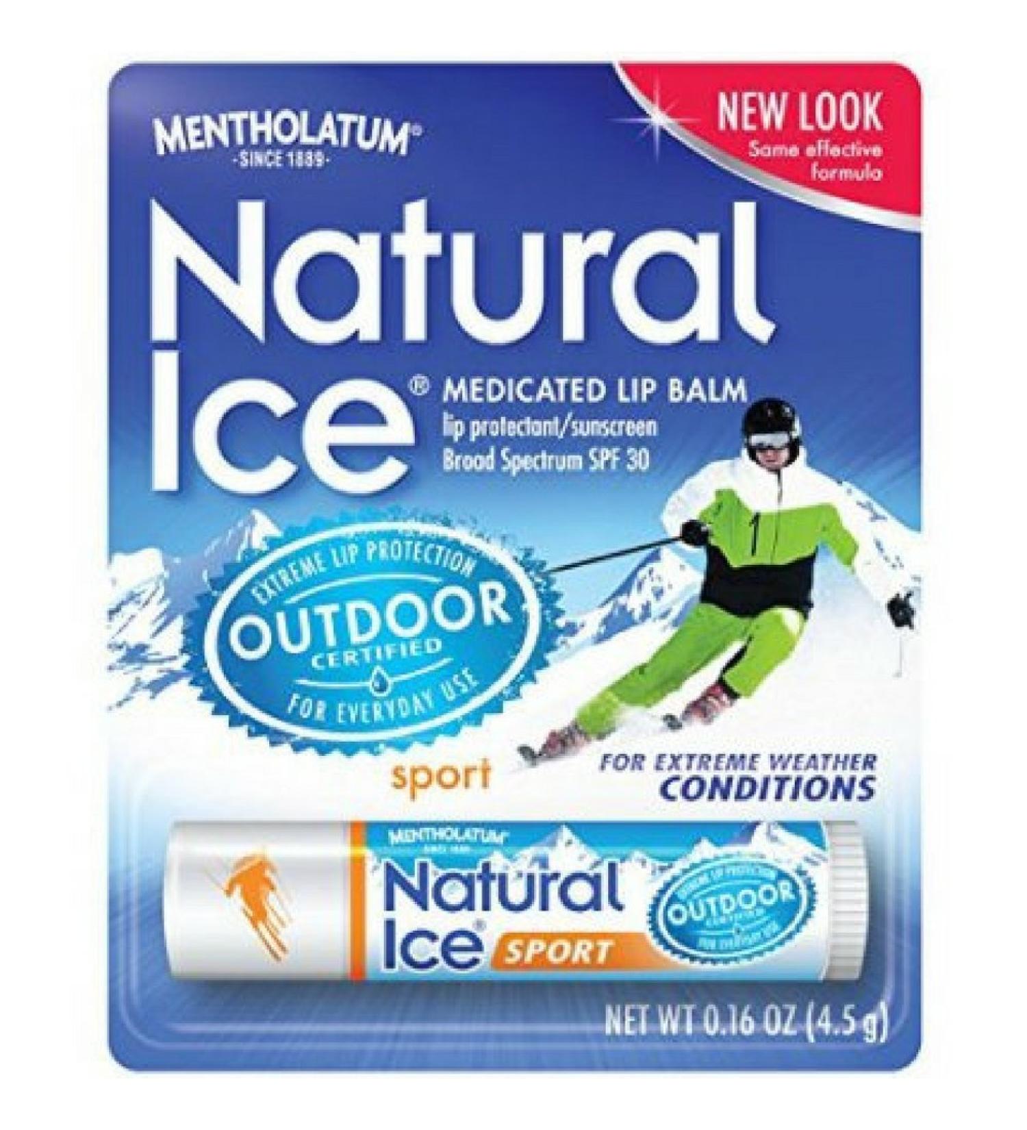 Mentholatum Natural Ice Sunscreen/Lip Protectant SPF 30 Sport 1 Each ( Pack of 12)