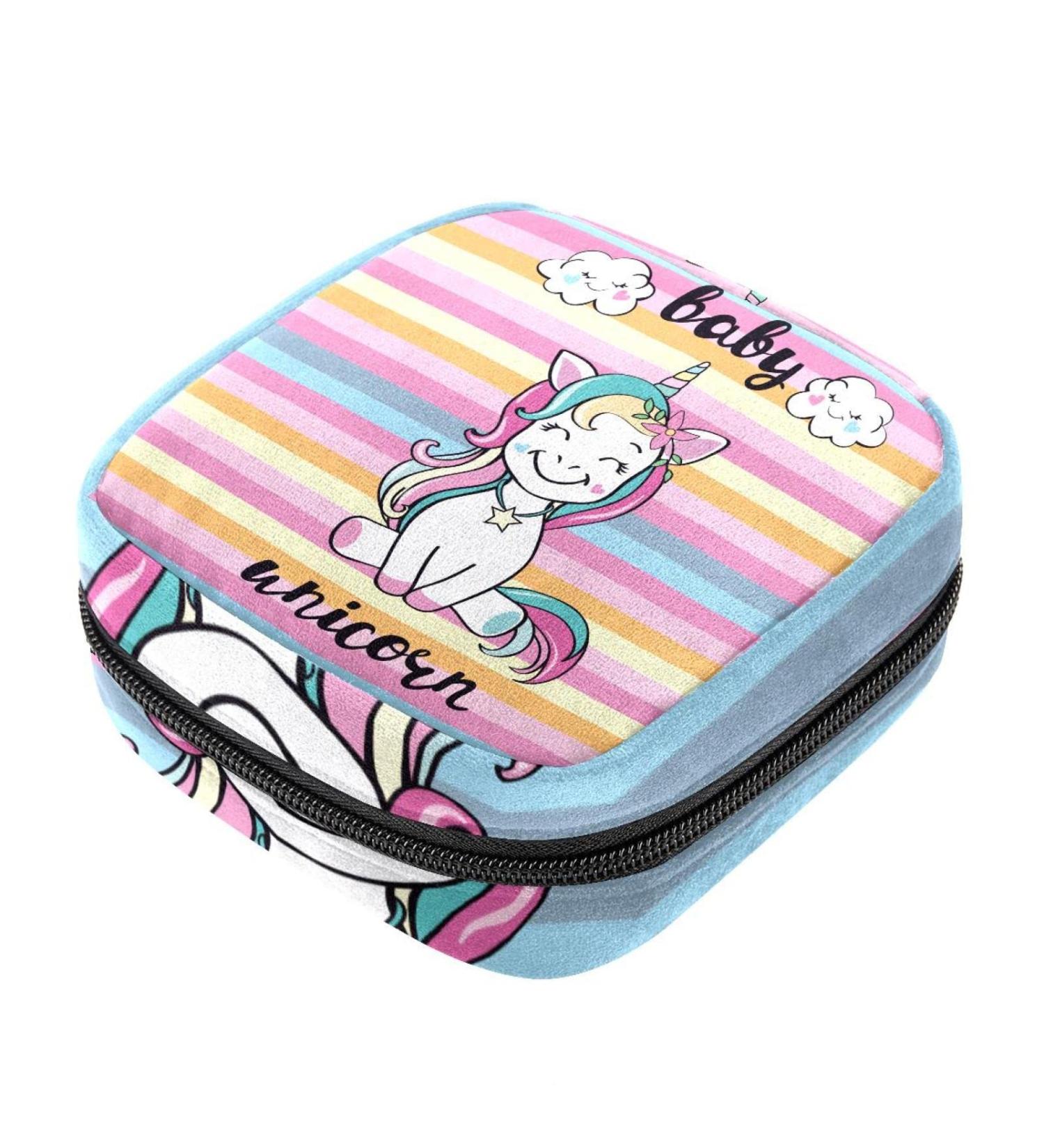 Unicorn Sanitary Napkin Storage Bag - Menstrual Pad Pouch with Zipper for Girls & Women - Buy Online on GoSupps.com