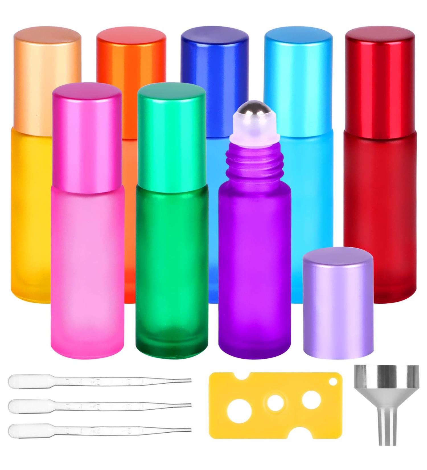 Essential Oils Roller Bottles 8pcs Roll on Bottles with Stainless Steel Ball 10ml Glass Roller Bottles with Bottle Opener Dropper and Funnel for Essential Oils Fragrance Aromatherapy (8 Colors) 8 Colors 8pack 10ml - Buy Online on GoSupps.com