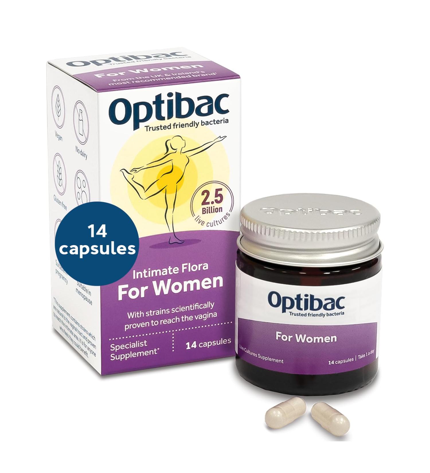 Optibac Probiotics for Women - Vegan Vaginal Flora Supplement - 14 Capsules - Buy Online on GoSupps.com