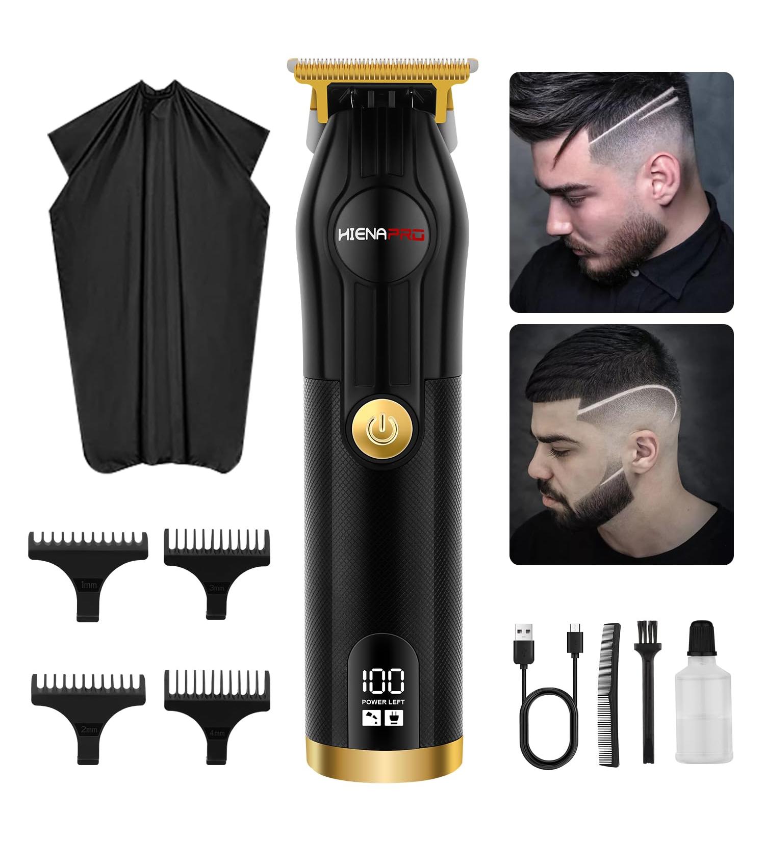 HIENA PRO Cordless Hair Clippers for Men with LCD Display Hair Trimmer Zero Gapped T-Blade Barber Professional Rechargeable Edgers Clippers Black Gold - Buy Online on GoSupps.com