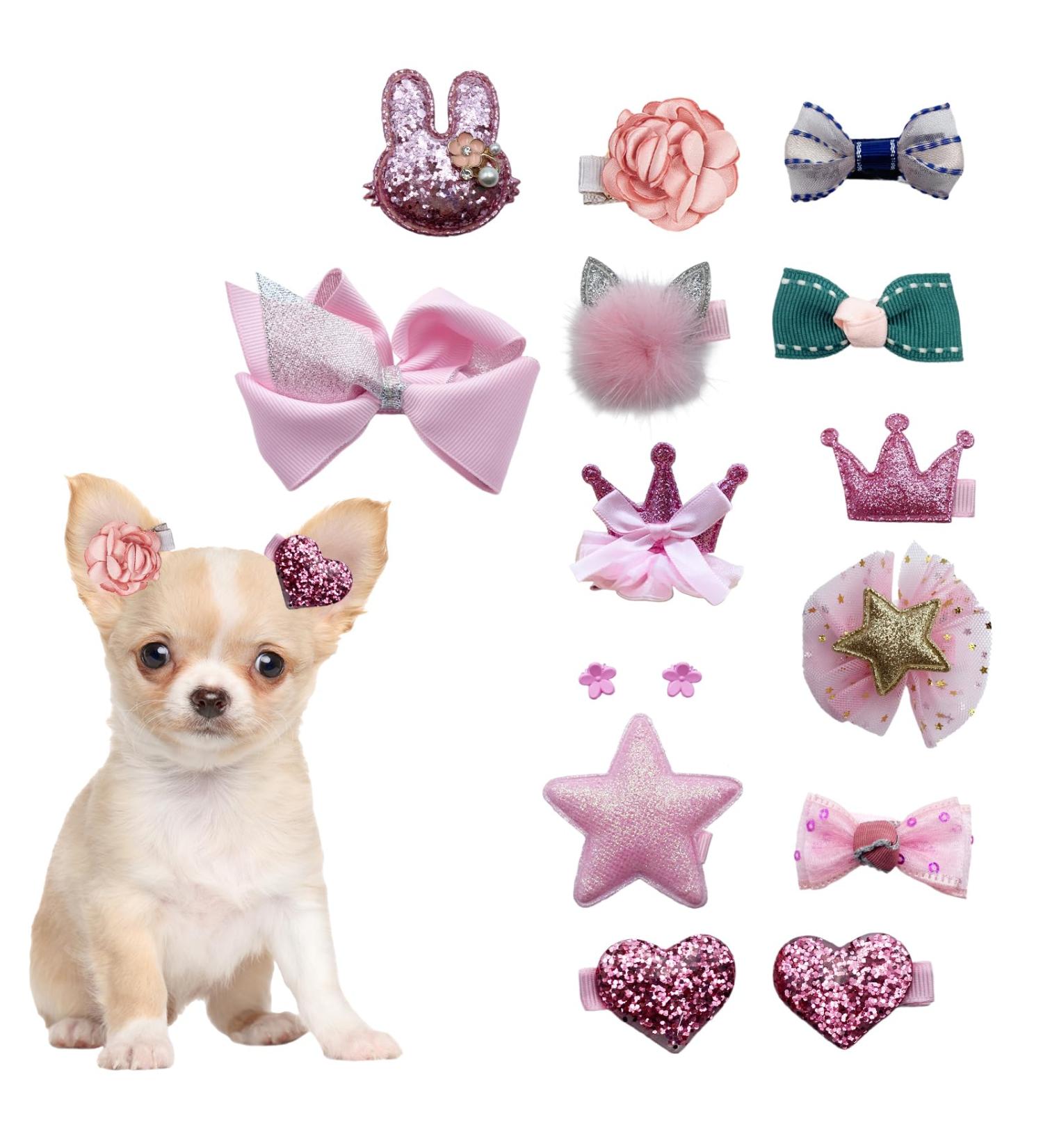 YNR 15PCS Mixed Styles Pink Hair Clips for Dog Dog Hair Bows Bowknot dog hair Grooming Accessories Hair Beauty Accessorie Puppy Hair Barrettes for Cats Dogs Kitten Puppies Hairpin Accessories - Buy Online on GoSupps.com