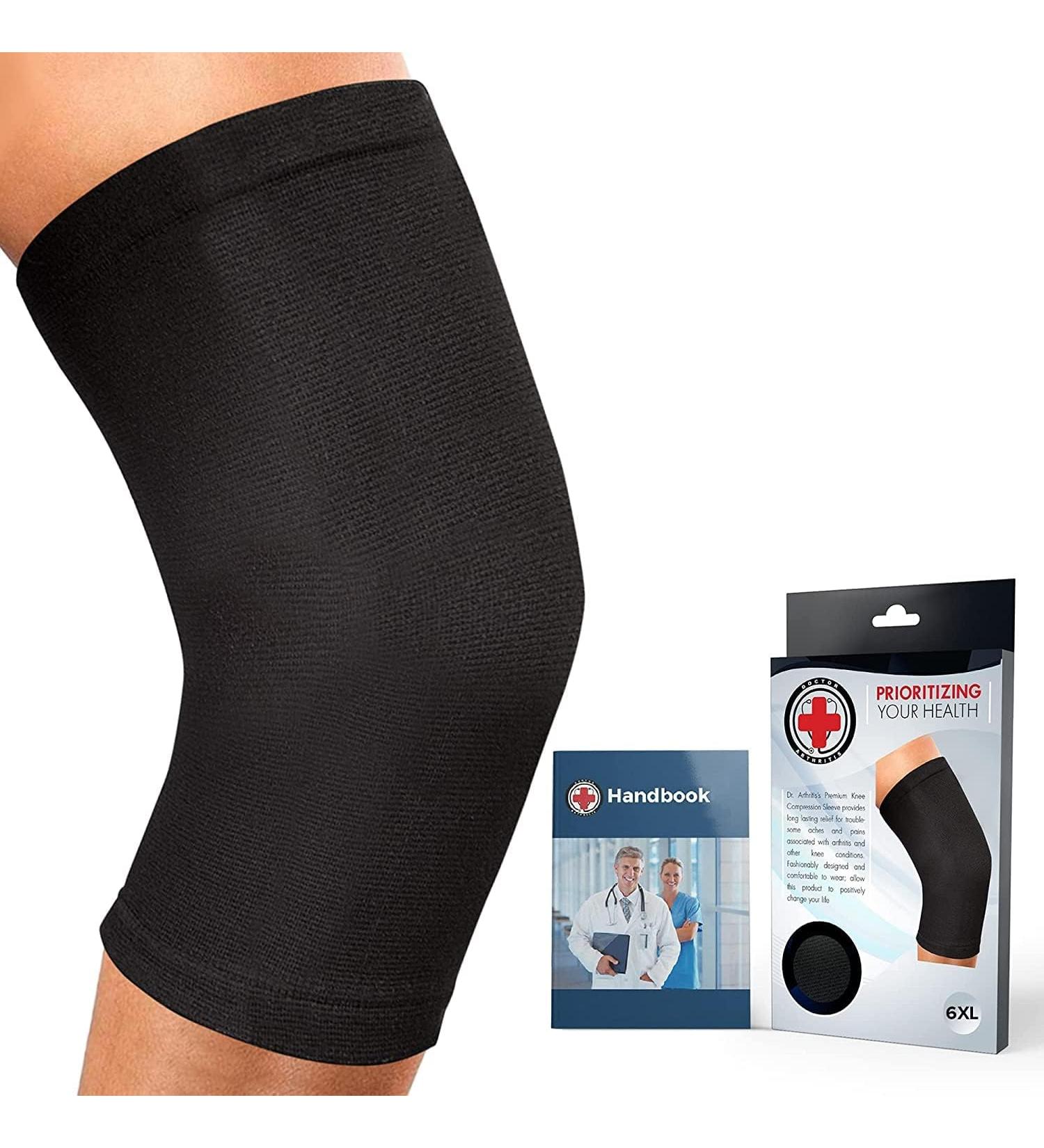 Doctor Developed Knee Brace Compression Sleeve + Handbook - Joint Disease Relief for Running & Weightlifting (Black XL) - Buy Online on GoSupps.com