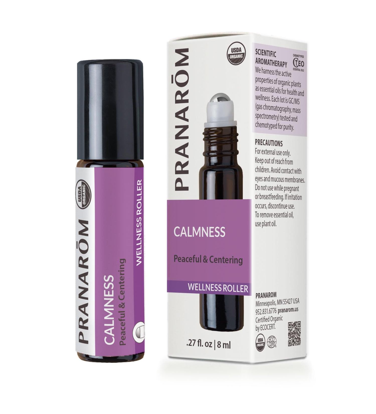 Pranarom - Calmness Mood Roller Wellness Blend 8ml - Aromatherapy for Relaxation - Certified Organic Ingredients - Convenient Roller Application - Cruelty-Free and Pure - Buy Online on GoSupps.com