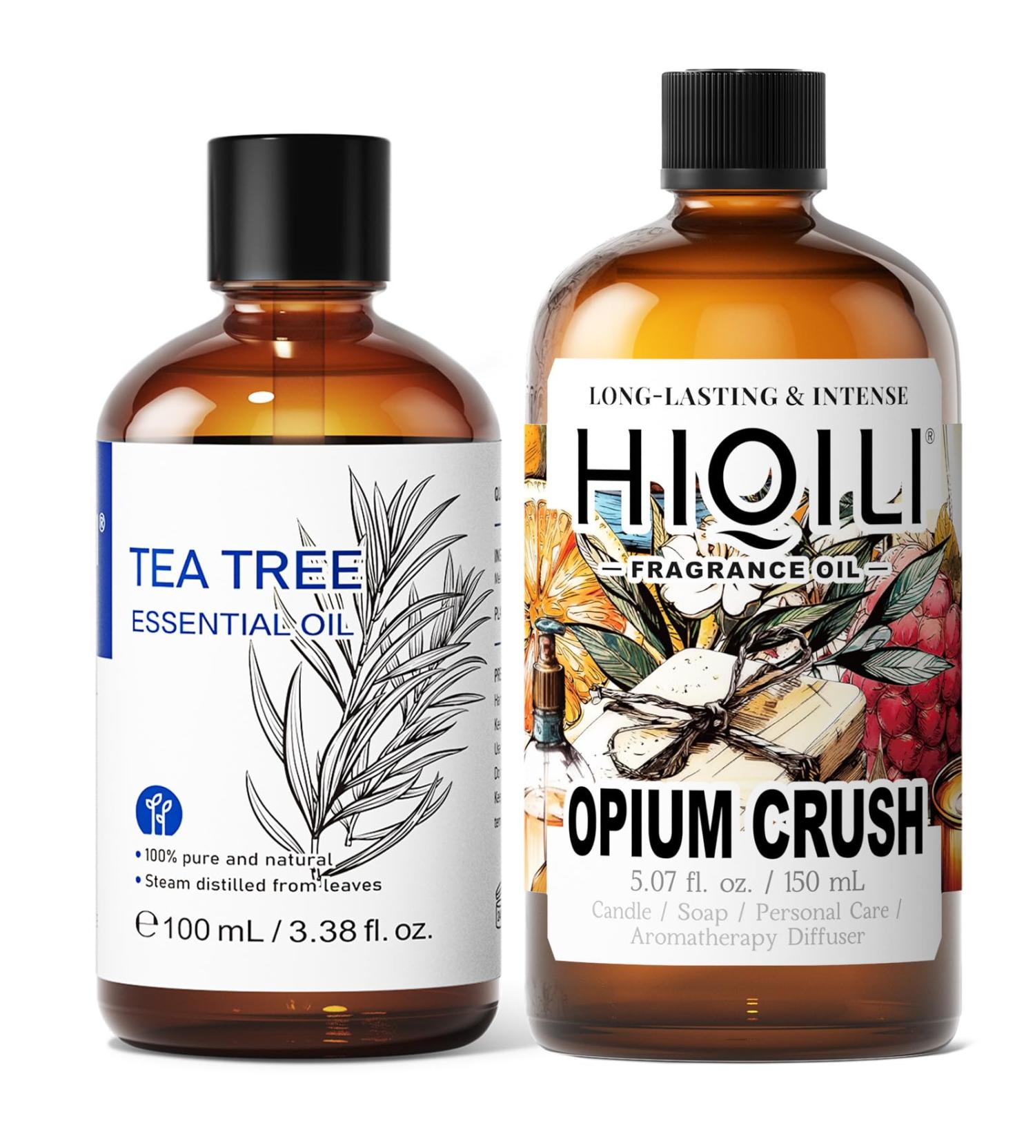 HIQILI 100ML Tea Tree Essential Oil & 150ML Opium Crush Fragrance Oil for DIY Diffuser - Buy Online on GoSupps.com