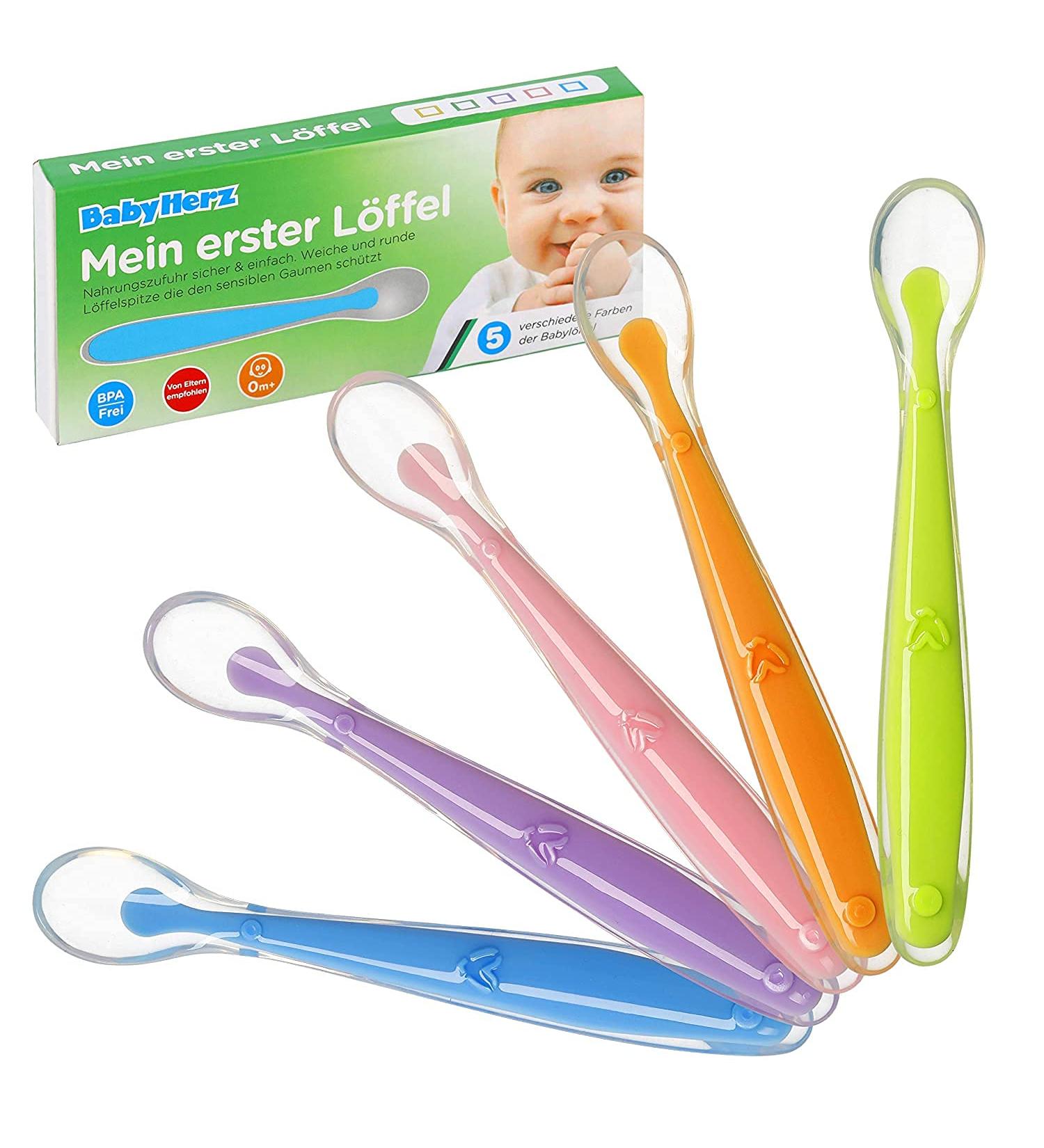 Soft Silicone Baby Spoon Set - 5 Colorful Pieces for Easy Eating | Ideal for 0+ Months - Buy Online on GoSupps.com