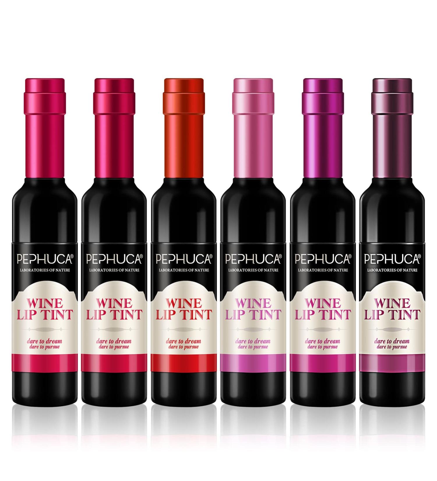 PEPHUCA Wine Lip Tint - 6 Colors Long Lasting Waterproof Matte Lipstick - Gift for Girls & Women - Buy Online on GoSupps.com