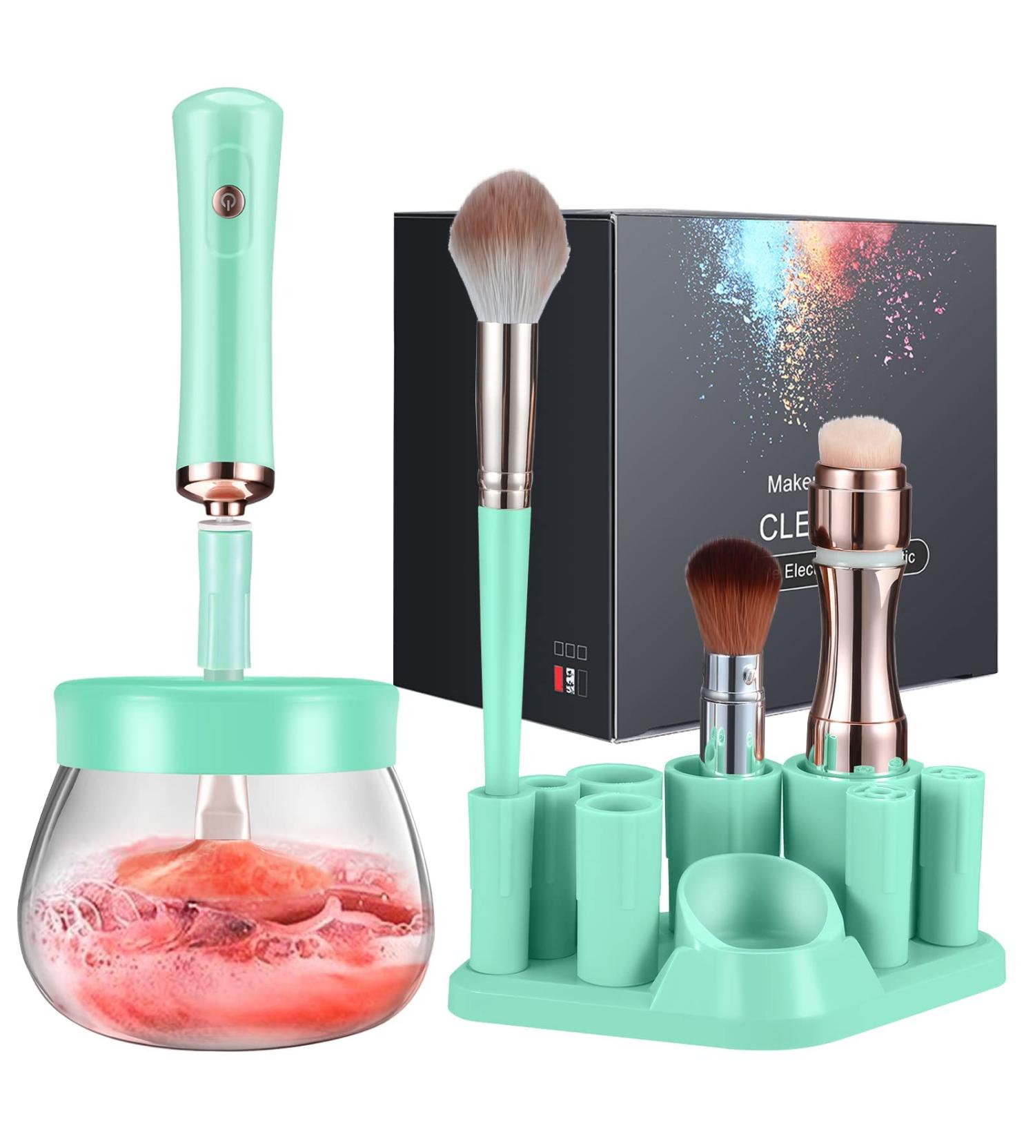 Premium 2-in-1 Makeup Brush Cleaner & Dryer Machine - Electric Super-Fast Automatic Cosmetic Spinner Cleaning Tools - Ideal Gift for Women - Green - Buy Online on GoSupps.com