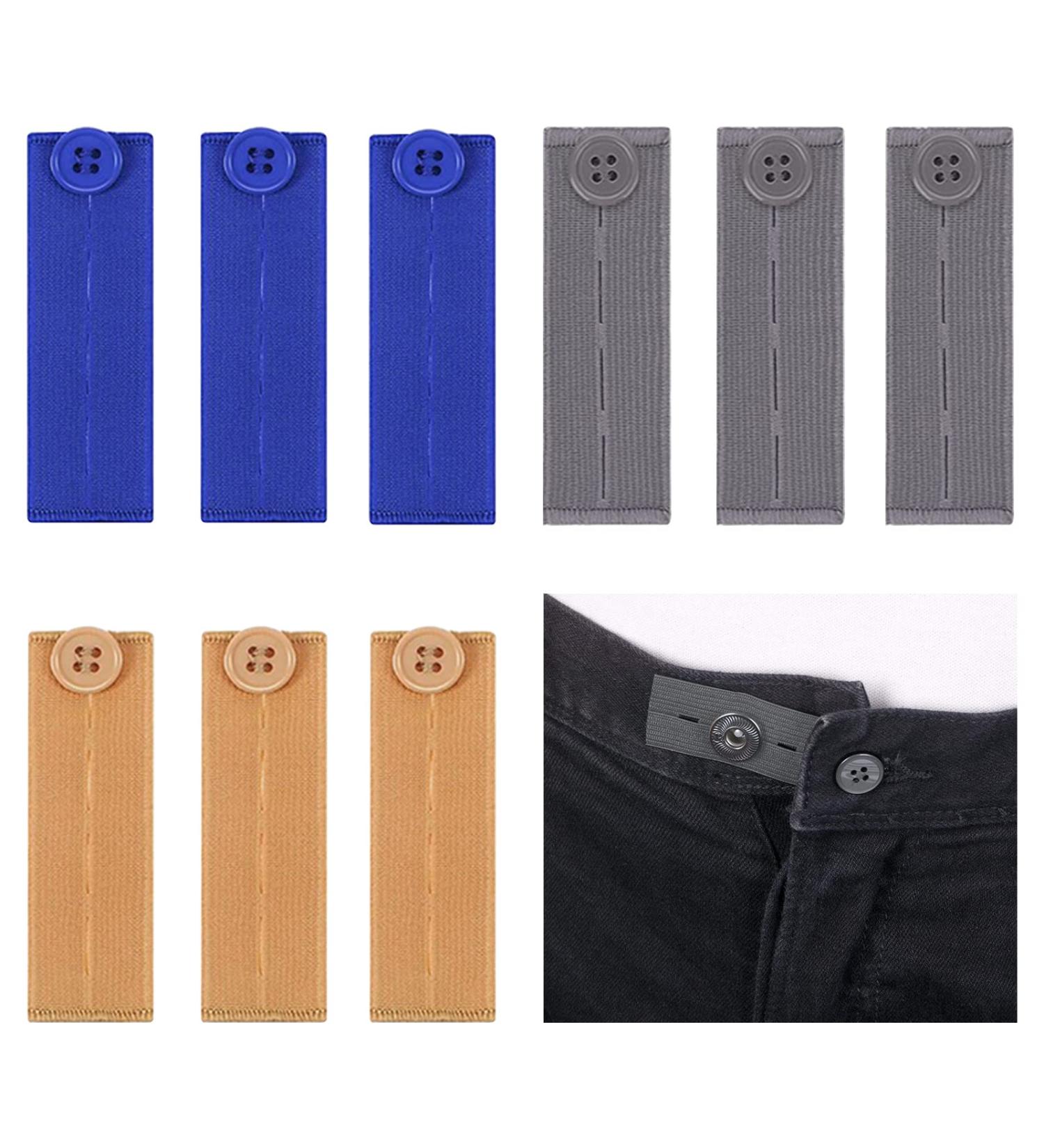 9PCS Adjustable Waistband Expanders - Elastic Button Extenders for Pants, Shorts, Jeans (Blue Grey Brown) - Buy Online on GoSupps.com