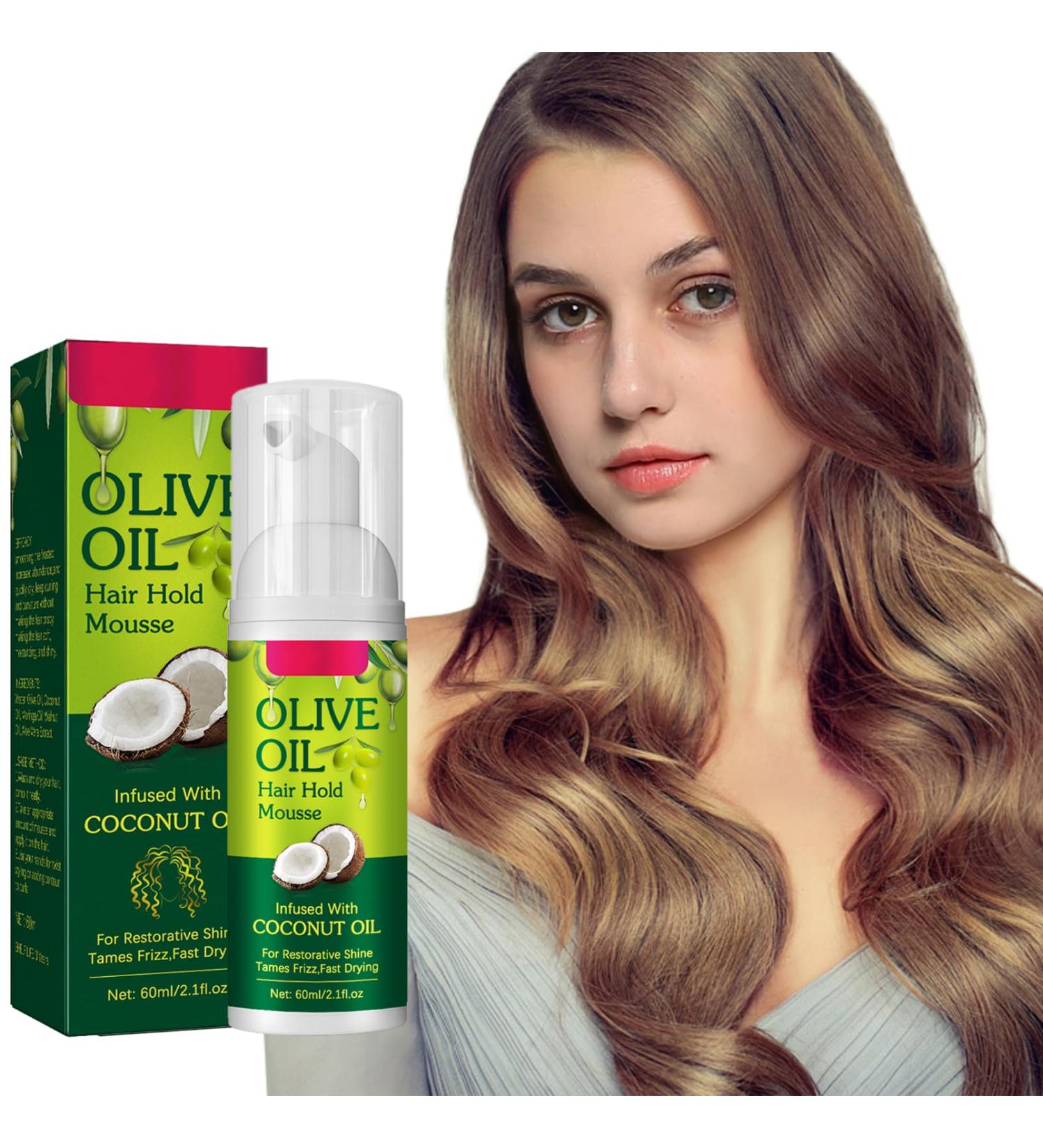 Hair Styling Curling Mousse Olive Oil Styling Mousse Frizz Control Curly Hair Mousse Multi-Purpose Hair Fluffy And Curling Tool for Hydration Nourishing 60ML (1) - Buy Online on GoSupps.com