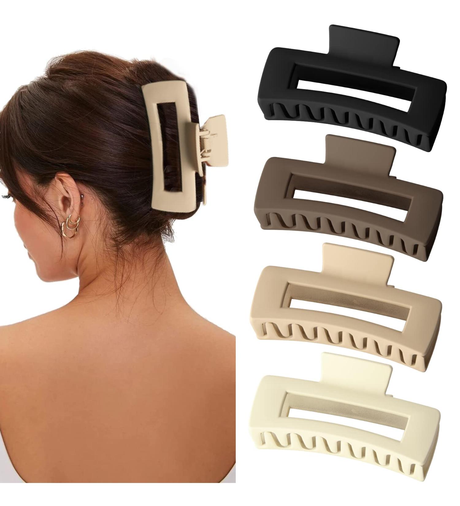 Nahalesy 5 Extra Large Claw Clips for Thick Hair - Strong Grip Matte Big Hair Clips - 4PCS XL Claw Clips for Thick Long Hair - Neutral Jumbo Claw Clips - Buy Online on GoSupps.com