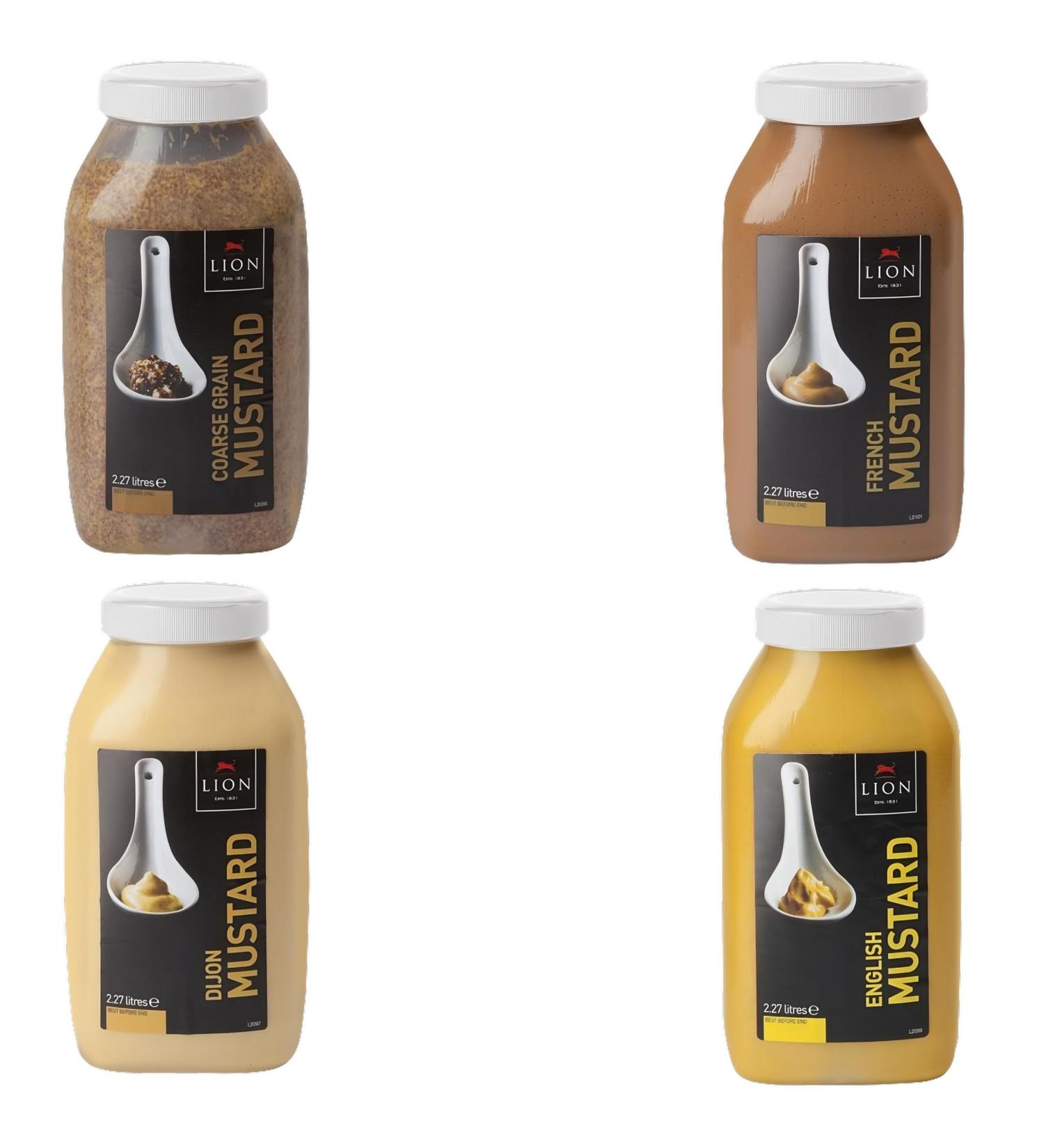 Lion Mustard Pick N Mix - Choose From 3+ Flavors |Coarsegrain Dijon English French | Pack of 3 X 2270ml - Buy Online on GoSupps.com