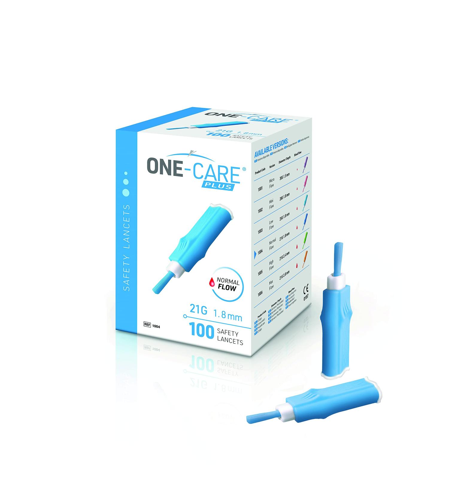 MediVena ONE-CARE Plus Safety Lancets 21G x 1.8mm 100/bx - Contact-Activated, Sterile, Single-Use for Comfortable Blood Sampling - Buy Online on GoSupps.com