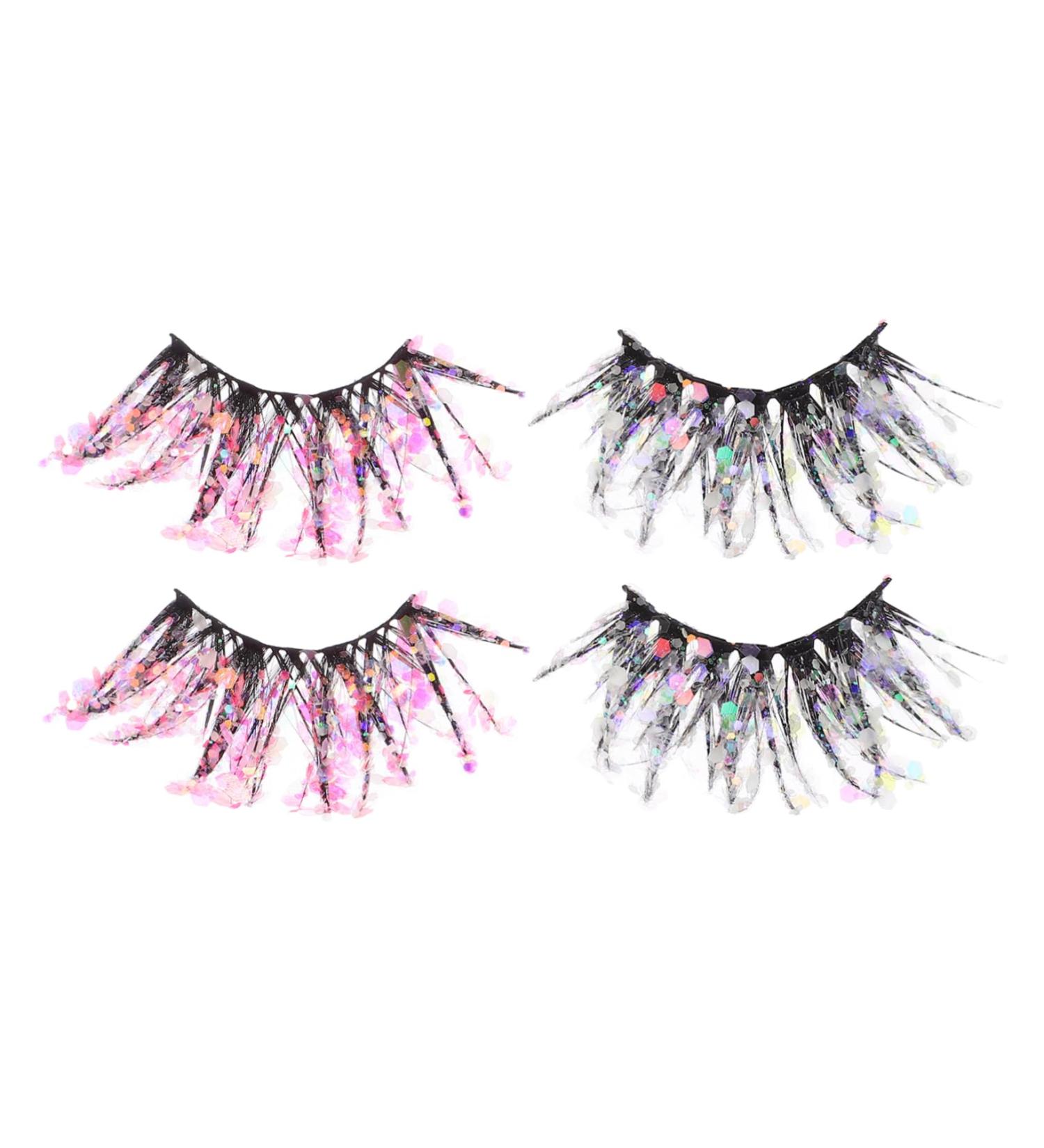 FRCOLOR 2 Pairs of False Eyelashes Fluffy Glitter Eyelashes False Makeup Eyelashes Make-Up Eyelashes Christmas Eyelashes Eyelashes with Glitter Sequins Diamond Manual Fibre 3D - Buy Online on GoSupps.com