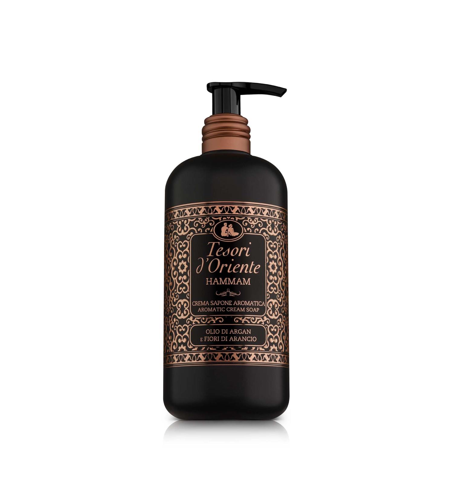 Tesori d'Oriente: "Hammam" Cream Soap with Argan Oil and Orange Blossom Measuring Cap 10.14 Fluid Ounces (300ml) Packages Italian Import