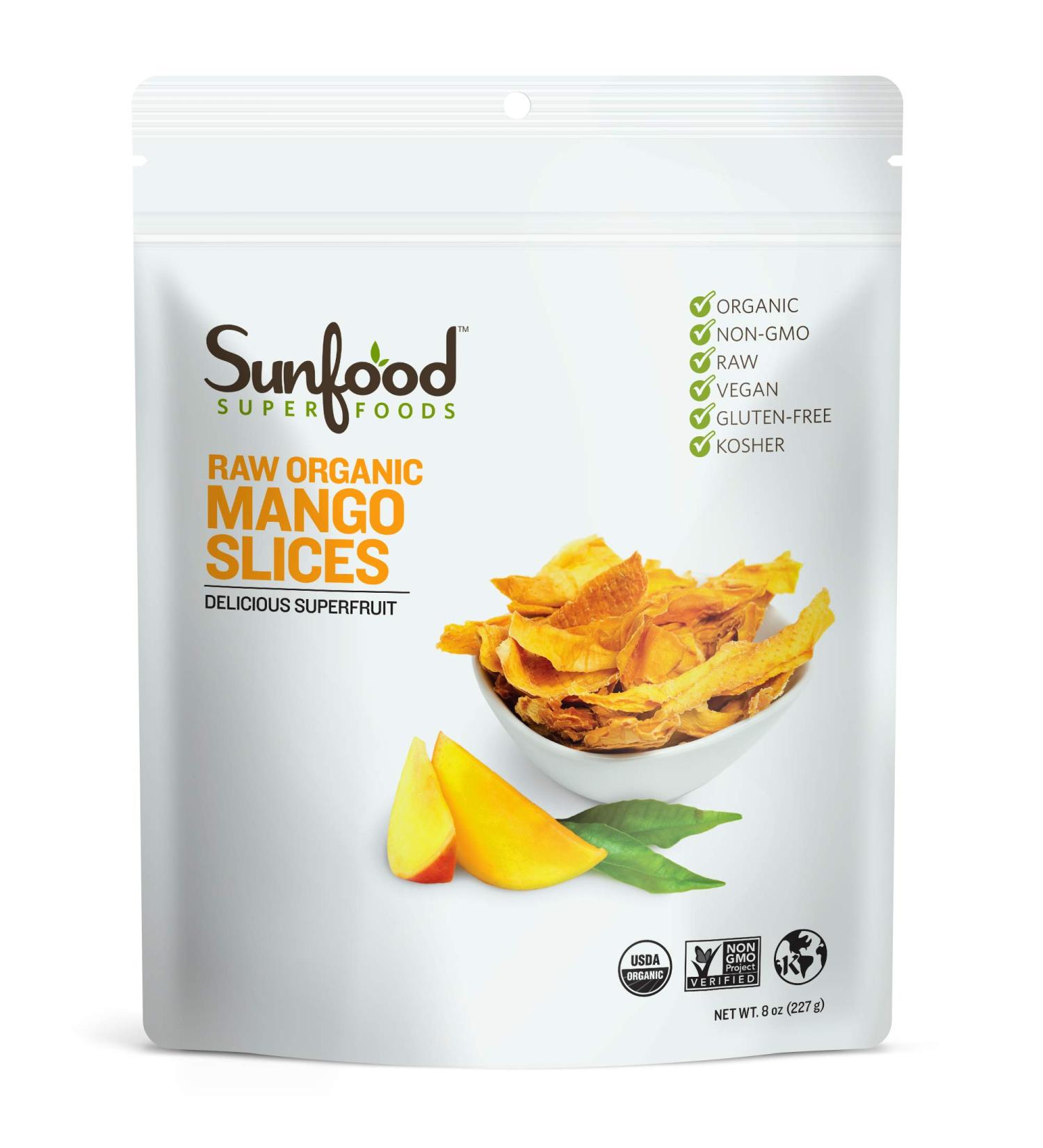 Buy Sunfood Raw Organic Mango Slices 8 oz - Premium Dried Fruit Snack - Buy Online on GoSupps.com