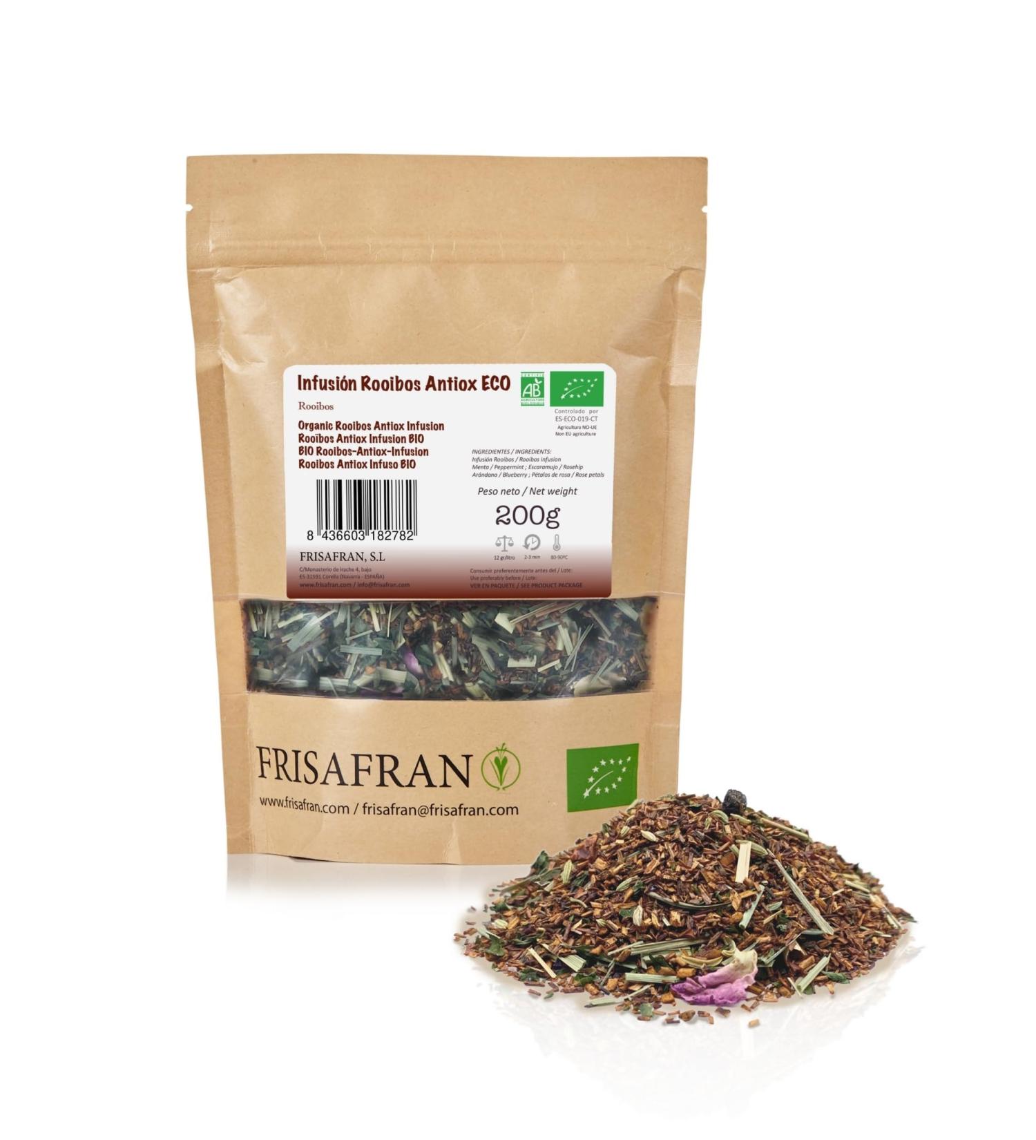 FRISAFRAN Bio Bulk antioxidant Rooibos Infusion 200g rooibos roibos Relaxing drink Sensory experience Unique taste Natural infusion Loose leaves Nutritious Moisturizing Antioxidant Rooibos 200g - Buy Online on GoSupps.com