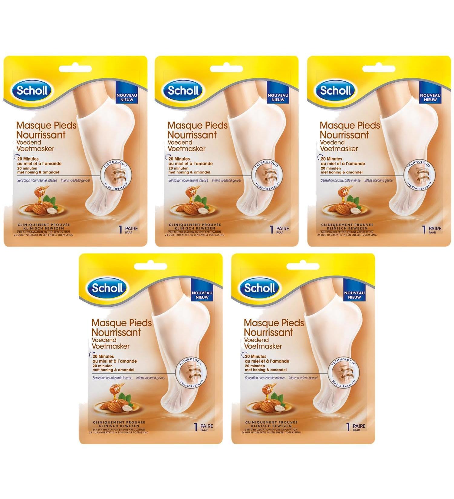 SCHOLL Nourishing and Moisturizing Honey and Almond Foot Mask (1 Pair) - Pack of 5 - Buy Online on GoSupps.com