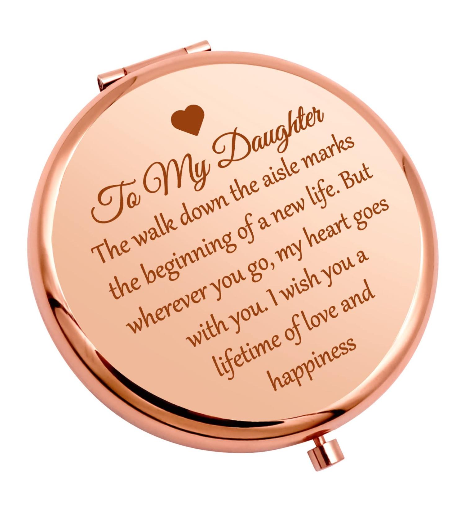 Daughter's Inspirational Makeup Mirror - Mother's Day, Wedding, Birthday Gift - Rose Gold Compact Mirror for Girls - Graduation Gift from Mom and Dad - Buy Online on GoSupps.com