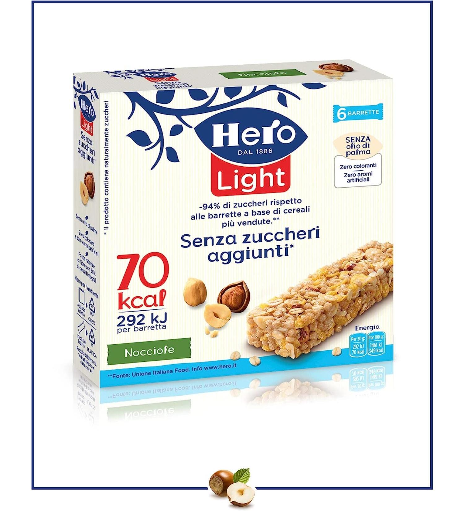  Italian Gourmet E.R. Hero Light Pack of 6 cereal bars palm oil free preservative-free colour-free no added sugar 120g - Buy Online on GoSupps.com