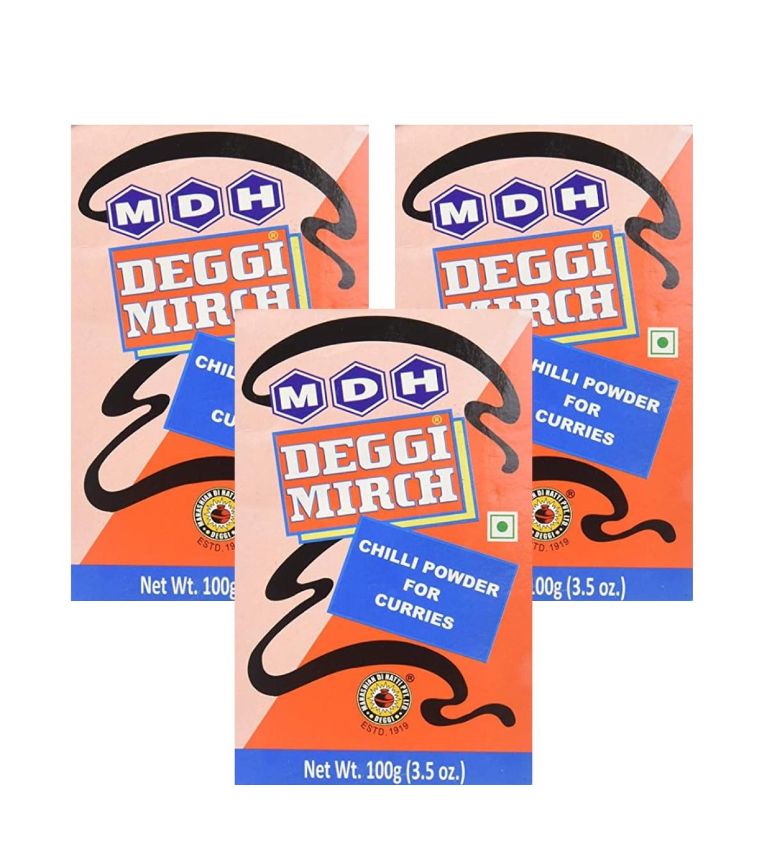 MDH Various Seasoning Masala Powder - A Mixture of Spices Adds Taste - Aromatic & Enhances the flavor of the meal -Simplifies & Speeds Up The Cooking Process (Deggi Mirch Powder (100g) Pack of 3)