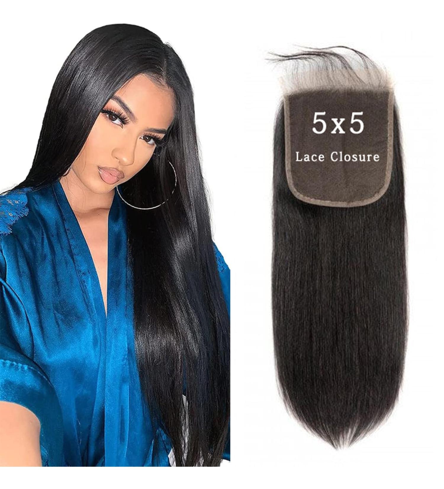DUAUJUIU Closure Human Hair 100% Brazilian Human Hair 5x5 Transparent Lace Closure Human Hair for Women Straight Remy Hair Lace Closure Virgin Hair Lace Closure 18 Inch 18 Inch 5x5 Lace Closure Straight - Buy Online on GoSupps.com