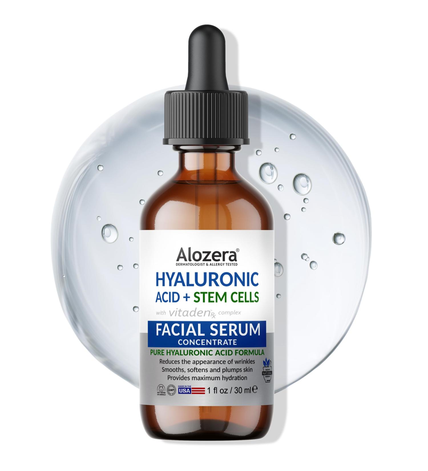 Alozera Pure Hyaluronic Acid Serum with Stem Cells for Face & Neck Deep Hydration Facial Moisturizer for Plumper & Smoother Skin Concentrated Anti-Aging Serum Day & Night - Buy Online on GoSupps.com