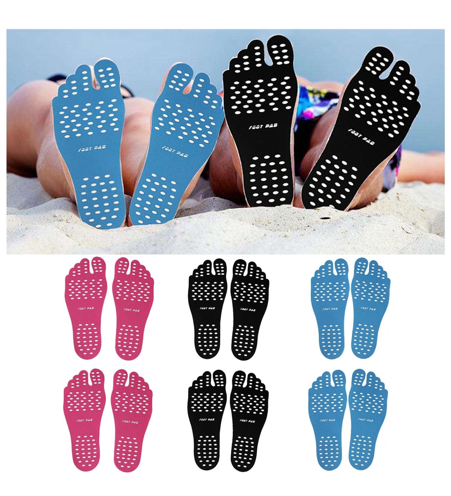 6 Pairs Beach Foot Pads Silicone Barefoot Insoles - Anti-Slip Waterproof Adhesive Soles for Surfing, Yoga, Swimming - Unisex (Blue/Black/Rose) - Buy Online on GoSupps.com