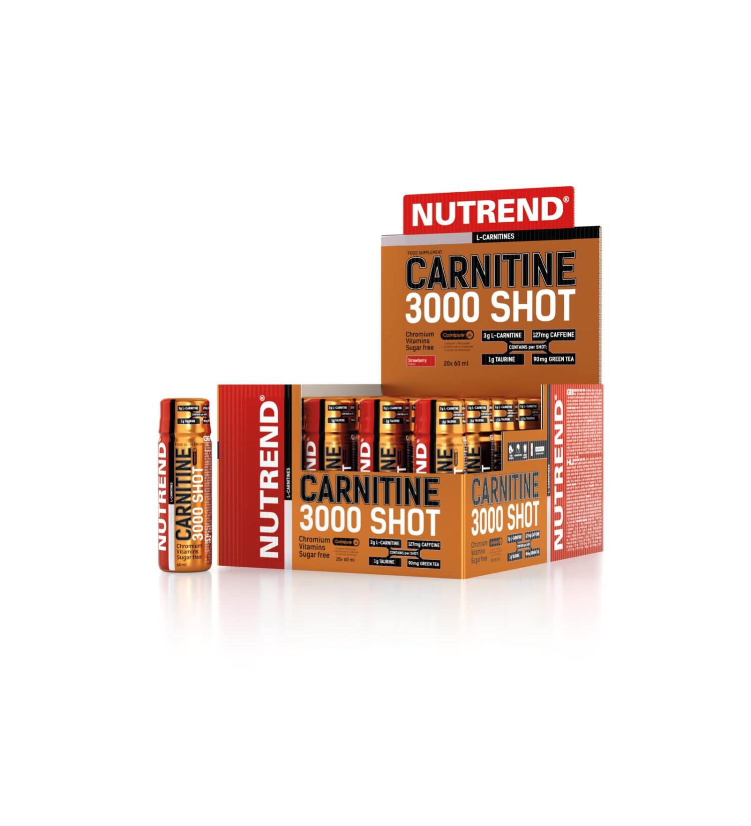 Nutrend Carnitine 3000 Shots - Strawberry Flavor 20 x 60 ml | Boost Energy & Fat Burn | International Shipping - Buy Online on GoSupps.com