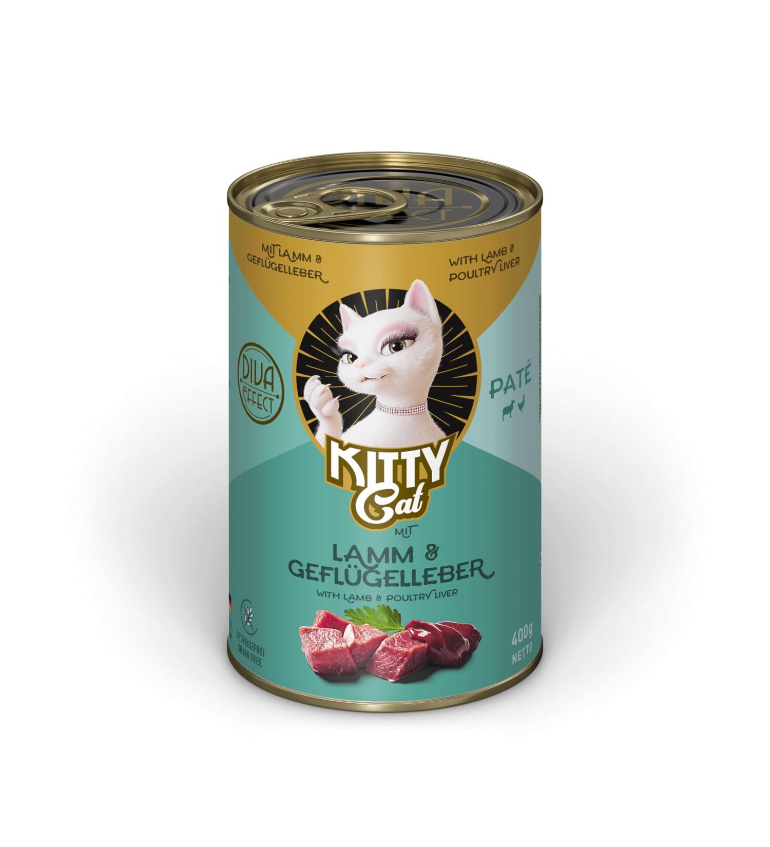 Premium Grain-Free Cat Food - Kitty Cat Pat Lamm & Wingleber 6 x 400g - High Meat Content Taurine Salmon Oil Made in Germany - Buy Online on GoSupps.com