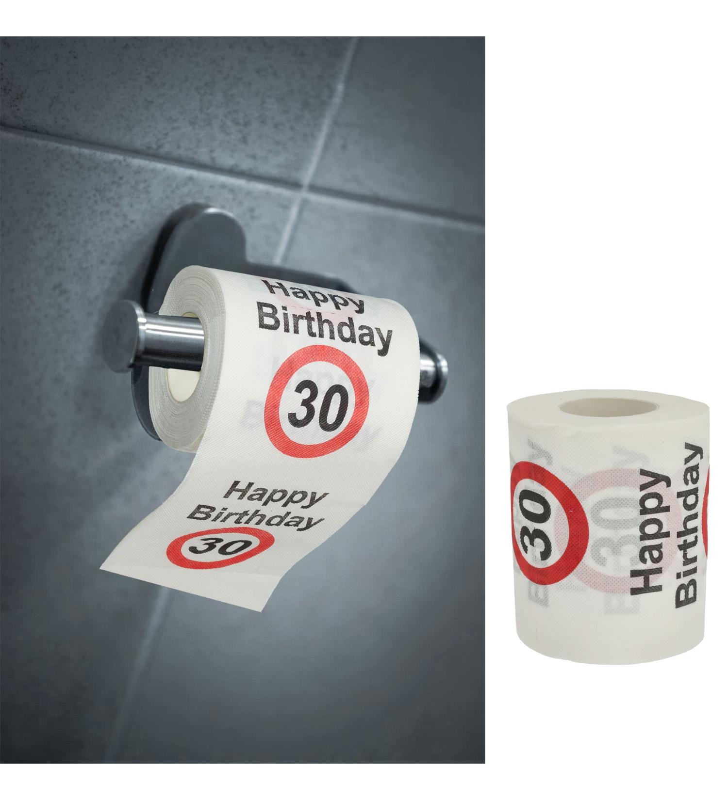 Happy Birthday Toilet Paper 30th Birthday 2-Ply 24m 180gr/sqm | Fun Motif Paper for Celebrations | 1 Roll - Buy Online on GoSupps.com