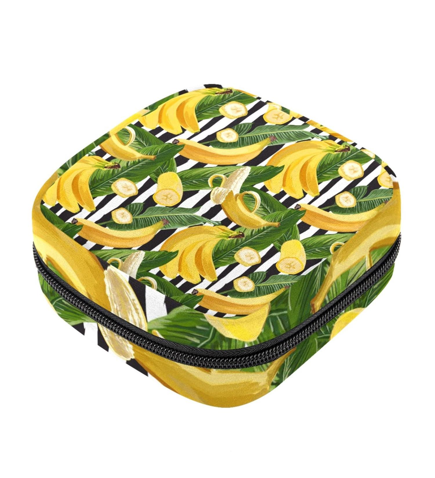 Banana Palm Leaf Stripe Sanitary Napkin Storage Bag Menstrual Pad Bag Portable Menstrual Cup Pouch with Zipper for Teen Girls Women Ladies Color 9 - Buy Online on GoSupps.com