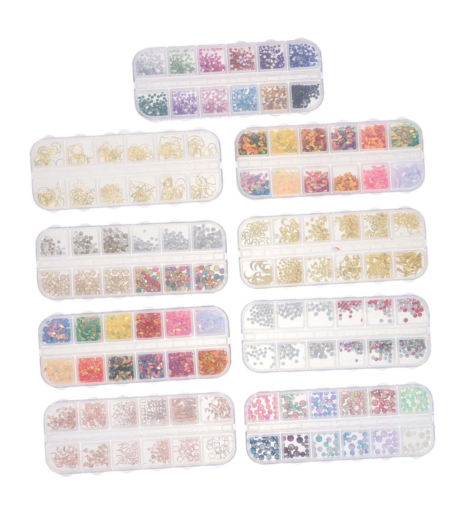 POPETPOP 9 Boxes Nail Art Accessories Nails gems Gold Nail gems Flatback Rhinestones Assorted Nail Art Charms 3D Nail Art Jewelry Nail Art Rivet Pearls for Nail Sequins Boxed Alloy - Buy Online on GoSupps.com