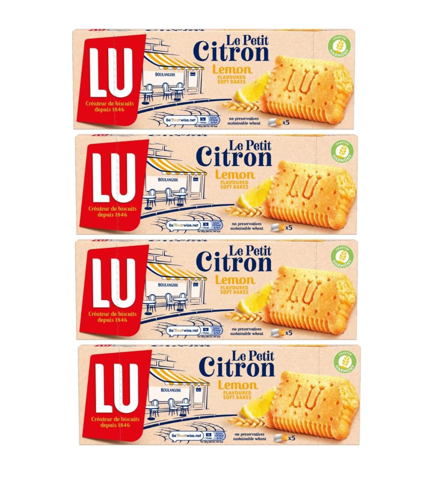 Citron Lemon Flavoured Soft Bakes140g - Bundle Consisting of Lu Petit Lemon Biscuits x4 Pack