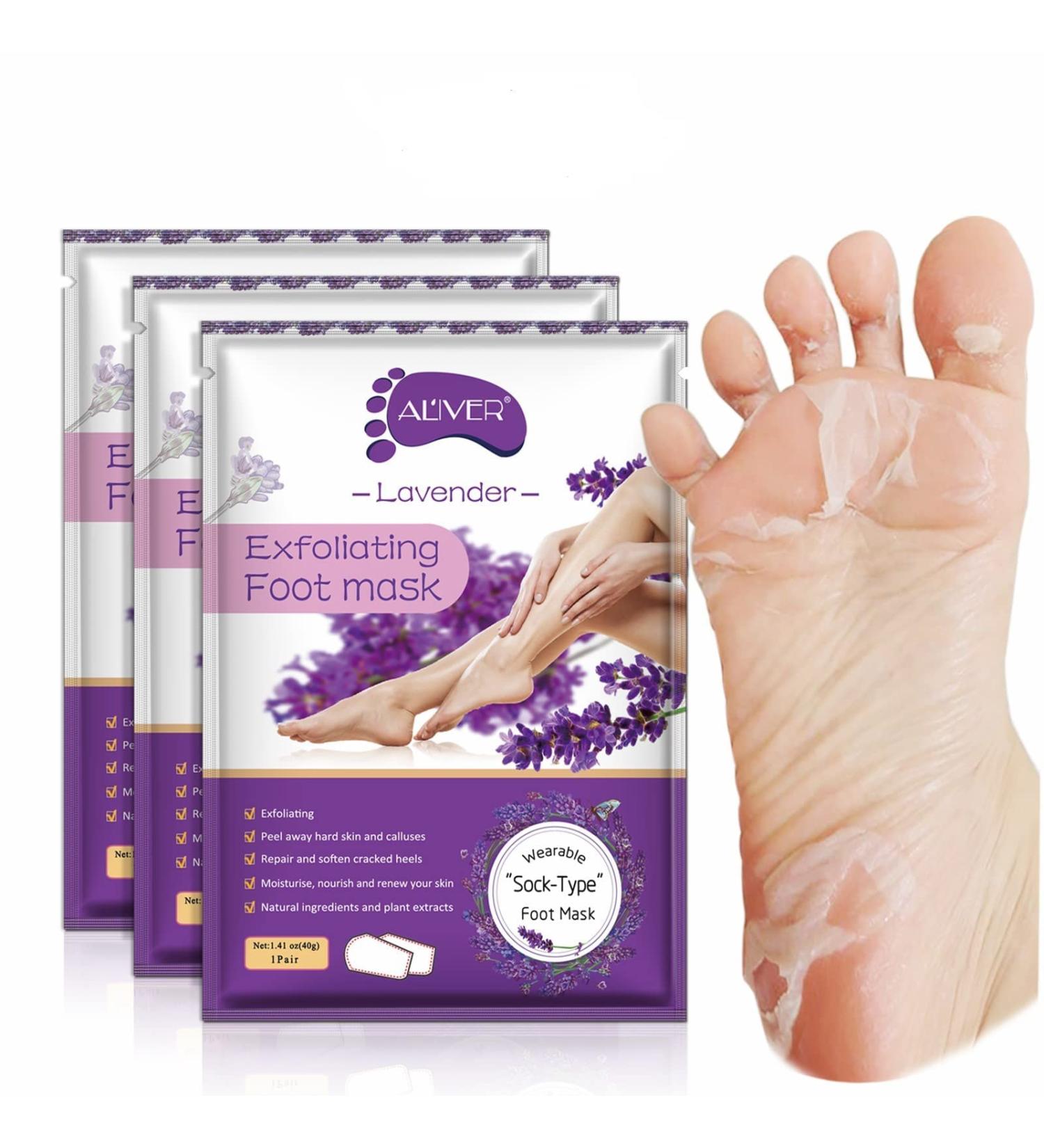3 Pack Foot Peel Mask Exfoliating Foot Socks Calluses Remover Dead Skin Aloe Moisturizing Feet Peeling Mask for Dry Skin Cracked Heels Foot SPA Socks for Women and Men Lavender - Buy Online on GoSupps.com