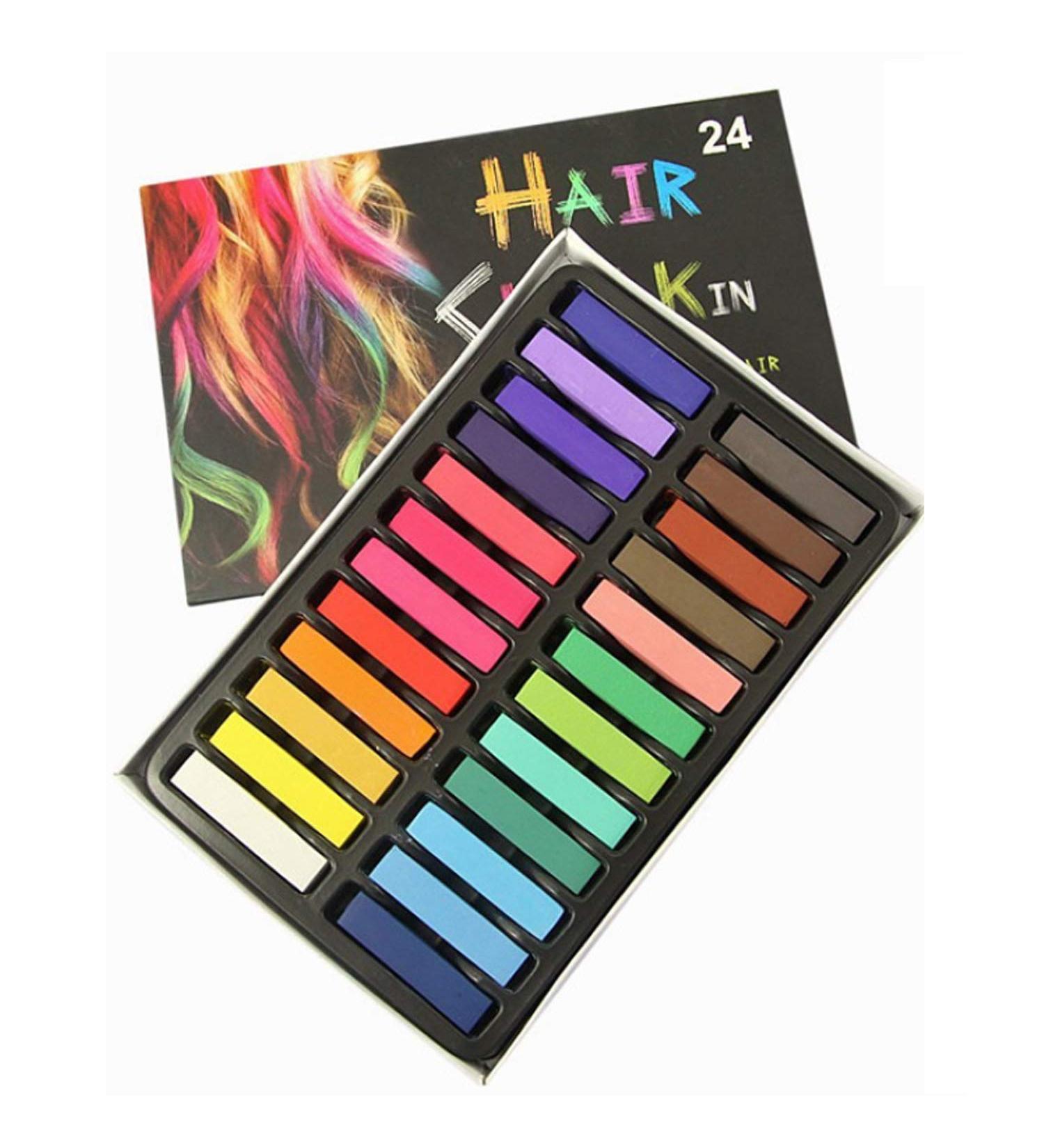 24 Colors Hair Chalk Set for Kids and Pets - Washable Hair Dye Art Gift for Halloween, Birthdays, Easter, and Cosplay - Buy Online on GoSupps.com