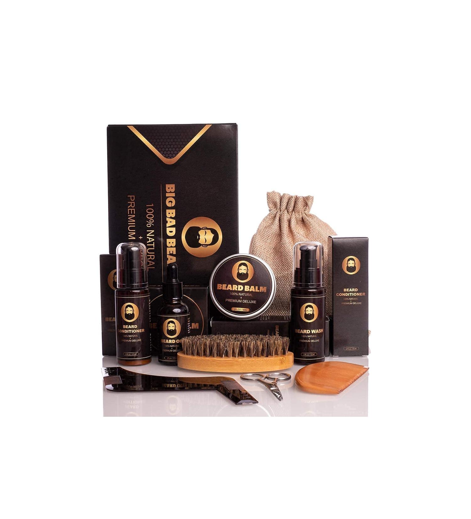 Big Bad Beards Premium All-in-One Beard Grooming Kit for Men - Father's Day Gift Set with Wash, Conditioner, Balm, Oil, Brush, Comb, Shaping Tool, Scissors - Buy Online on GoSupps.com