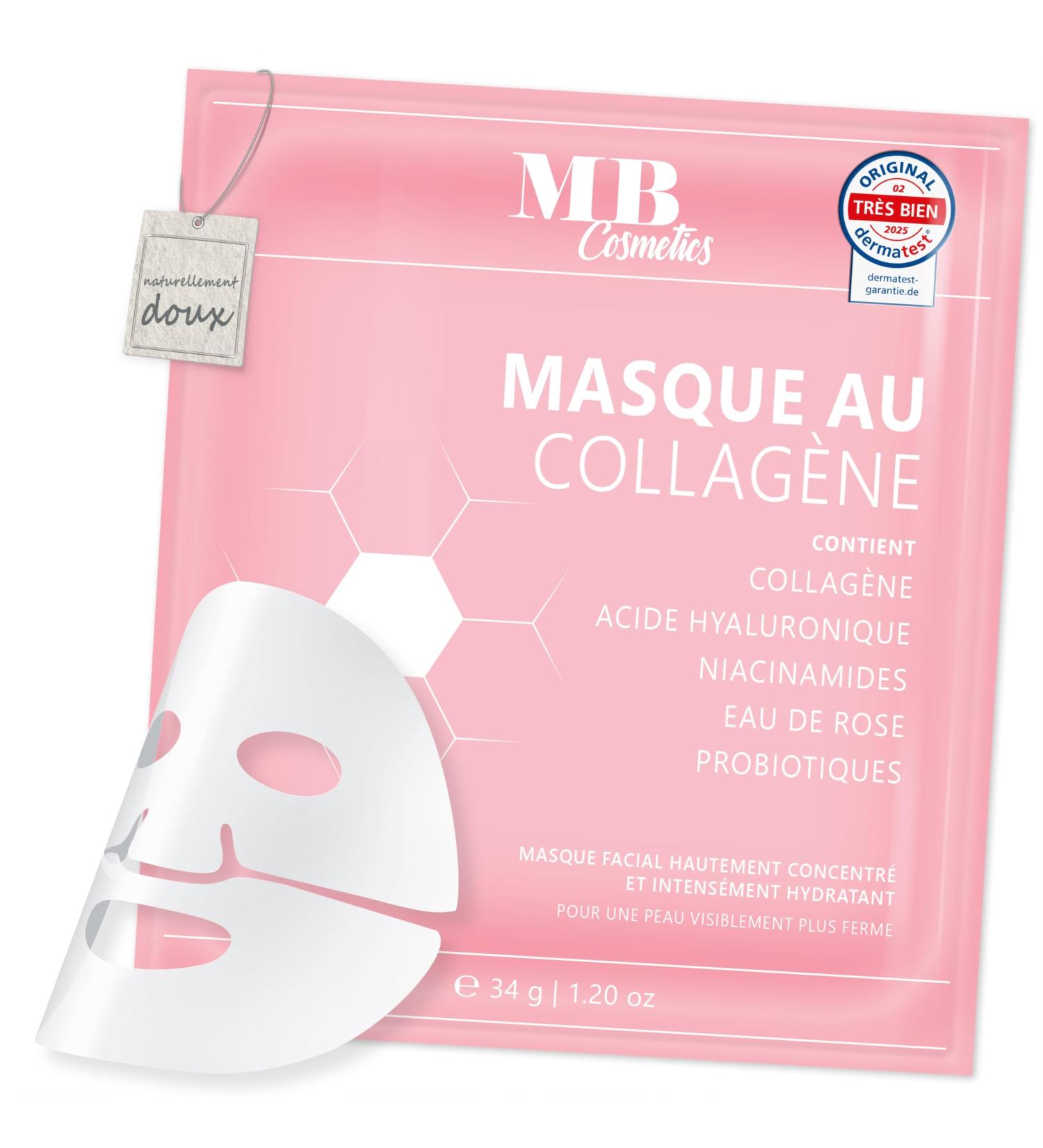 MB Cosmetics Masque au collag ne avec acide hyaluronique niacinamides et probiotiques masque visage hydratant en hydrogel pour r duire les rides. Ultra-concentr 52 000 ppm 1 pi ce 1 pi ce (lot de 1) - Buy Online on GoSupps.com