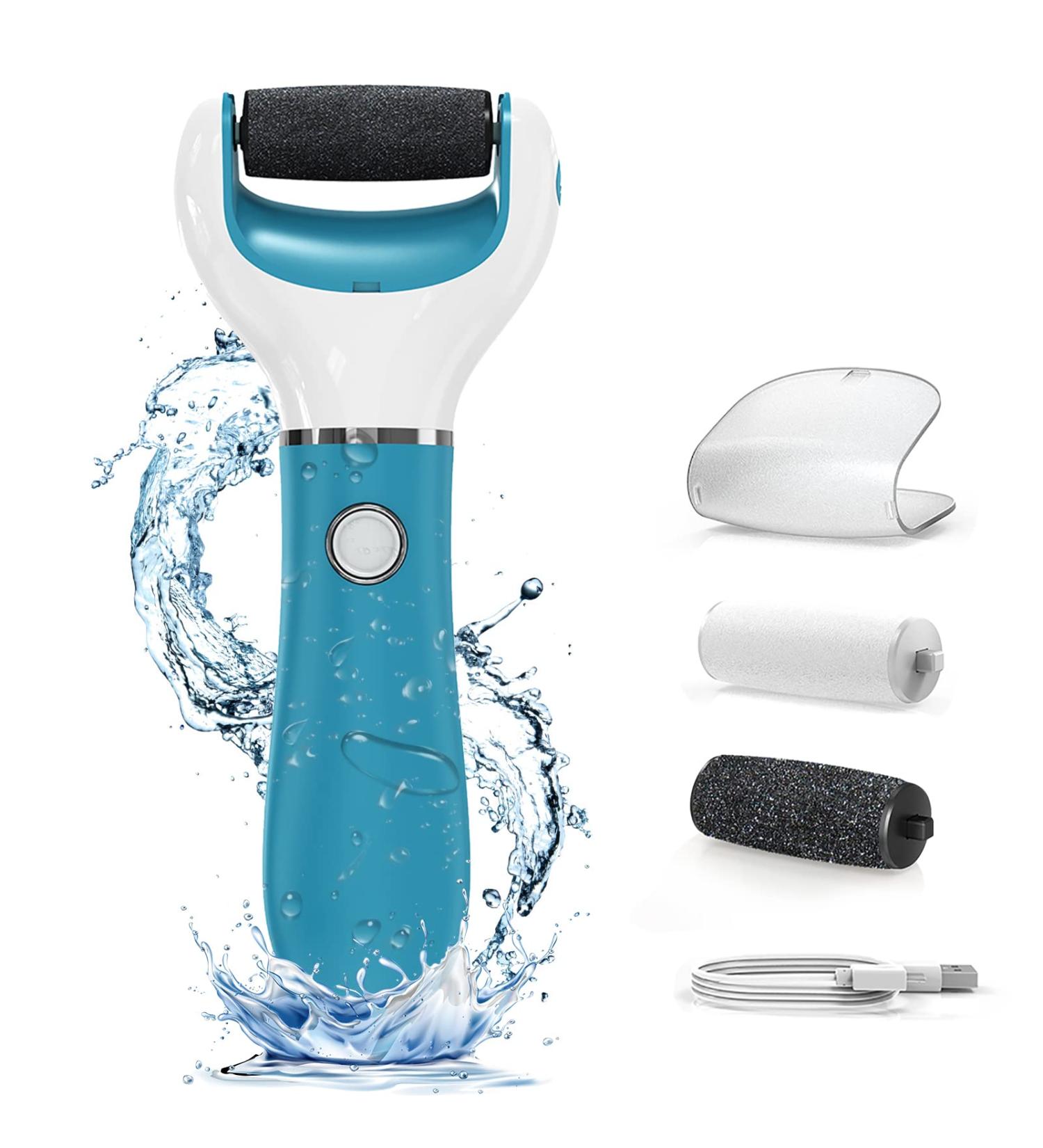 Professional Electric Foot File Callus Remover | Rechargeable Pedicure Tool for Smooth, Soft Feet | Includes 2 Coarses | Blue - Buy Online on GoSupps.com