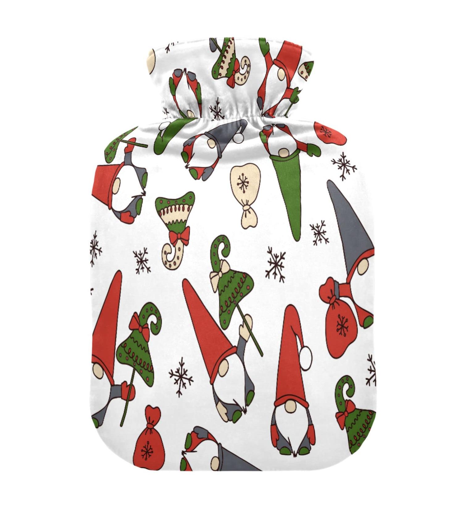 Christmas Elf Hot Water Bottle - Soft Fleece Cover 2L for Hot & Cold Compress - Perfect Holiday Gift - Buy Online on GoSupps.com