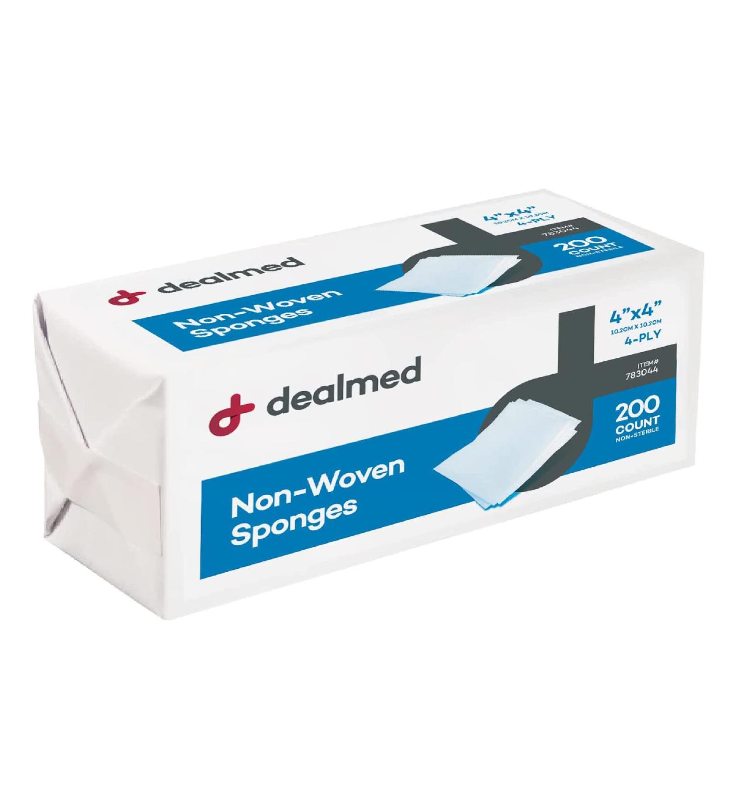 Dealmed Non-Woven Gauze Sponges - 200 Count, 4-Ply, 4x4 Inch - All-Purpose Non-Sterile Gauze Pads for Wound Care - Highly Absorbent Dental Gauze - First Aid/Medical Facilities - Buy Online on GoSupps.com